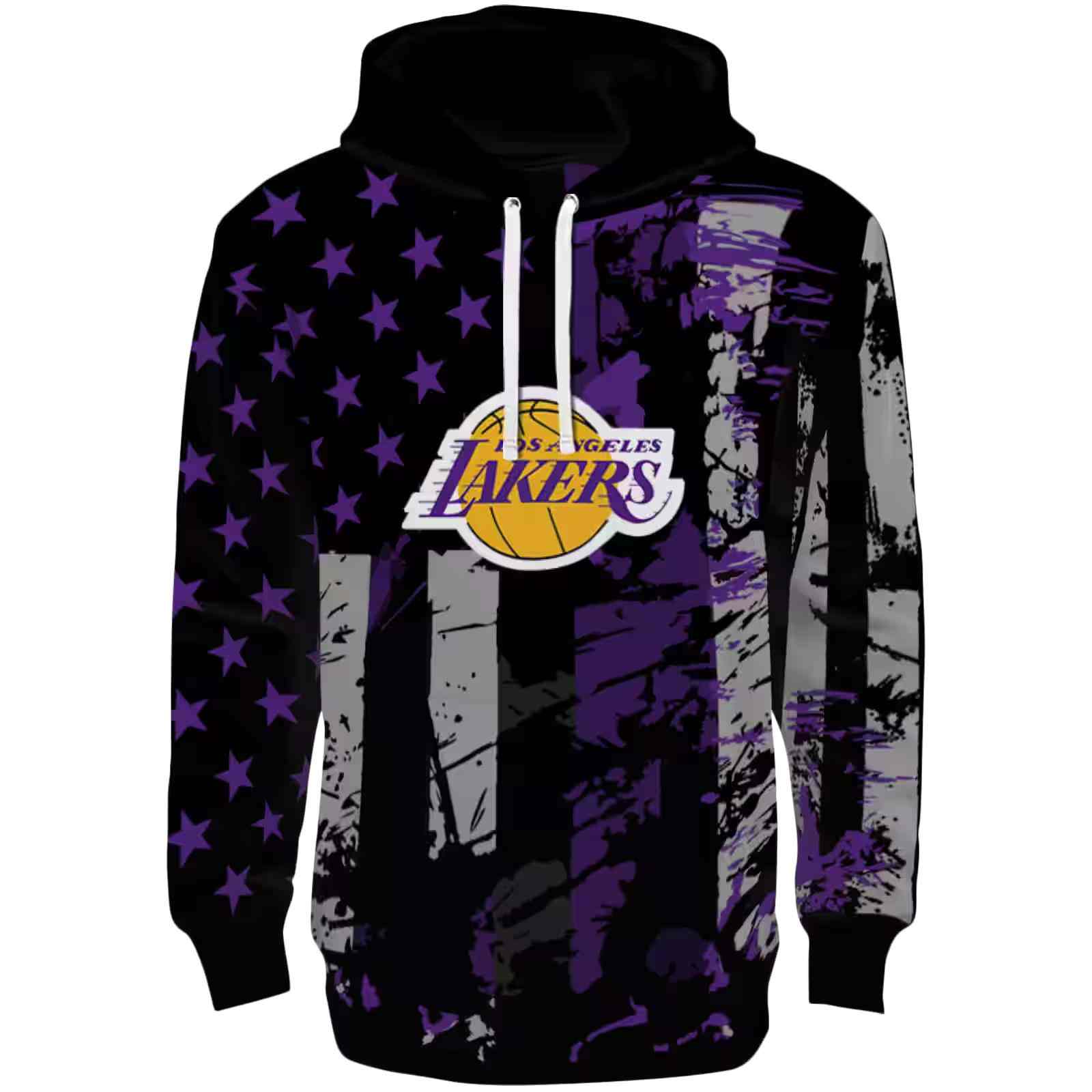 Custom Los Angeles Lakers Distressed Flag Purple Black Hoodie