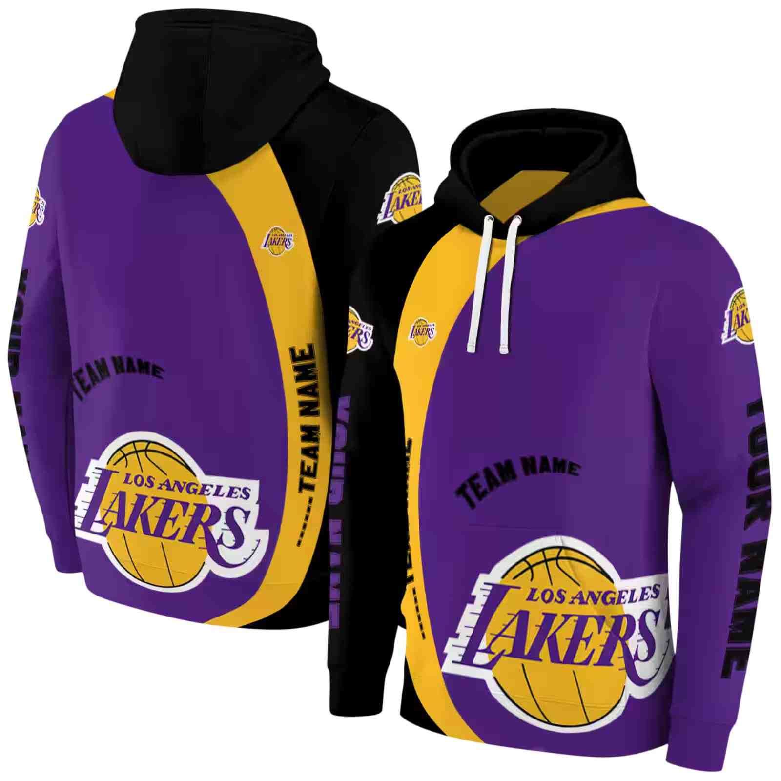 custom los angeles lakers minimalist design purple black hoodie fashion forward