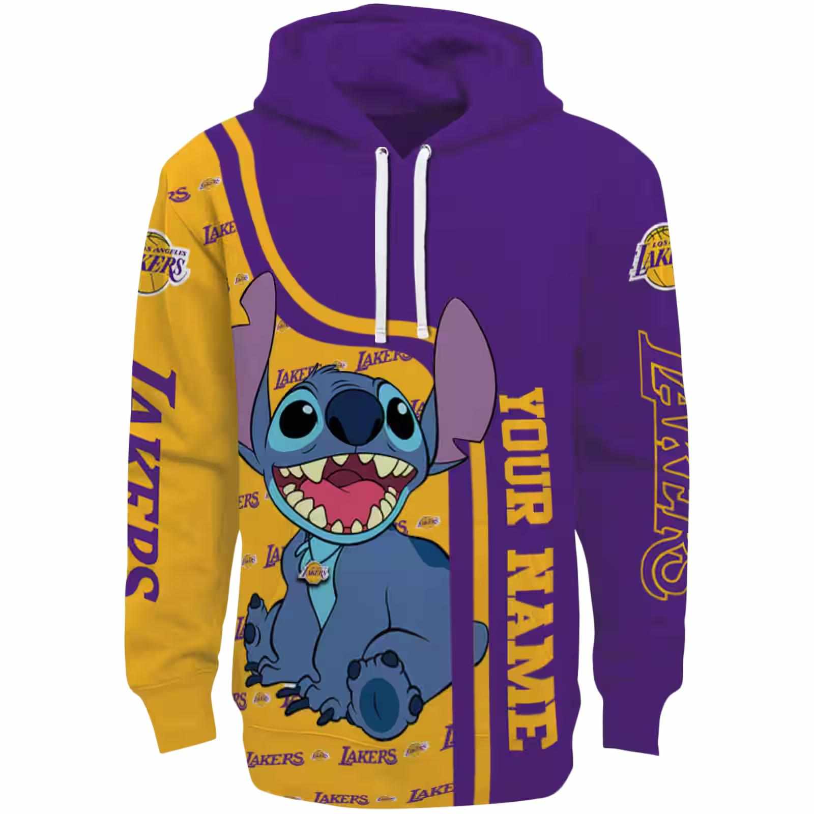 Custom Los Angeles Lakers Stitch Purple Hoodie