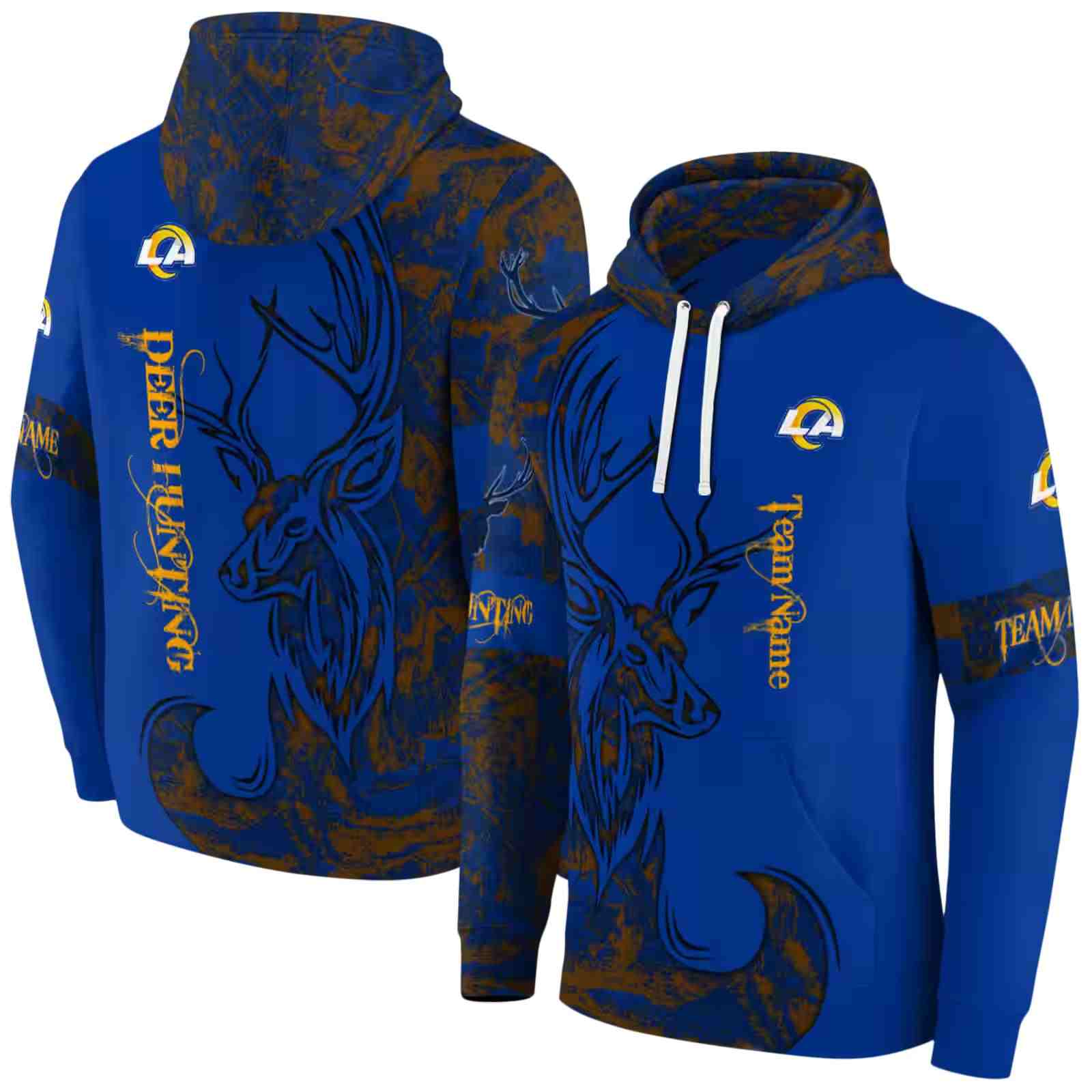 custom los angeles rams deer silhouette blue hoodie fashion forward