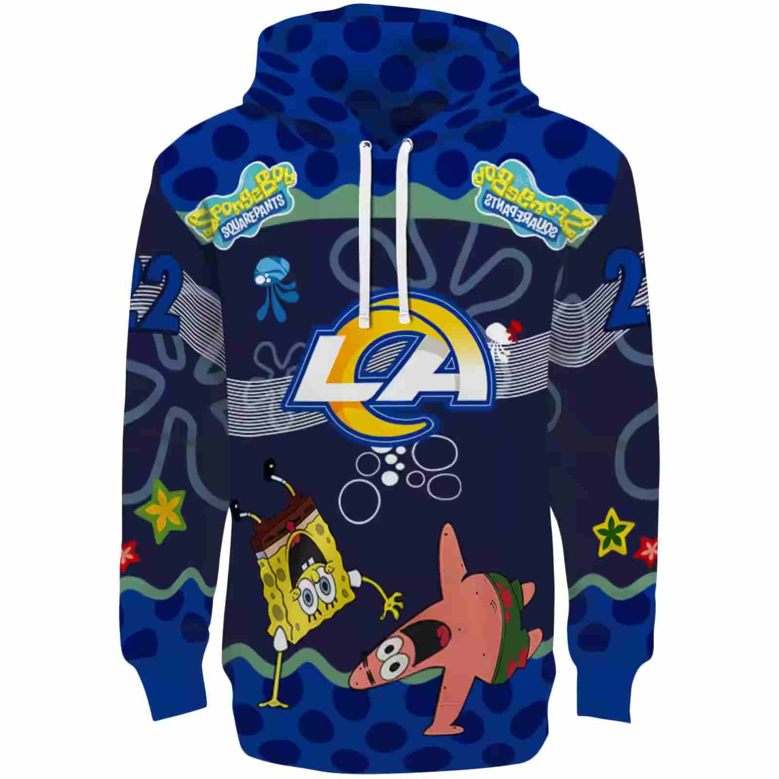 Custom Los Angeles Rams Spongebob Patrick Star Blue Navy Hoodie