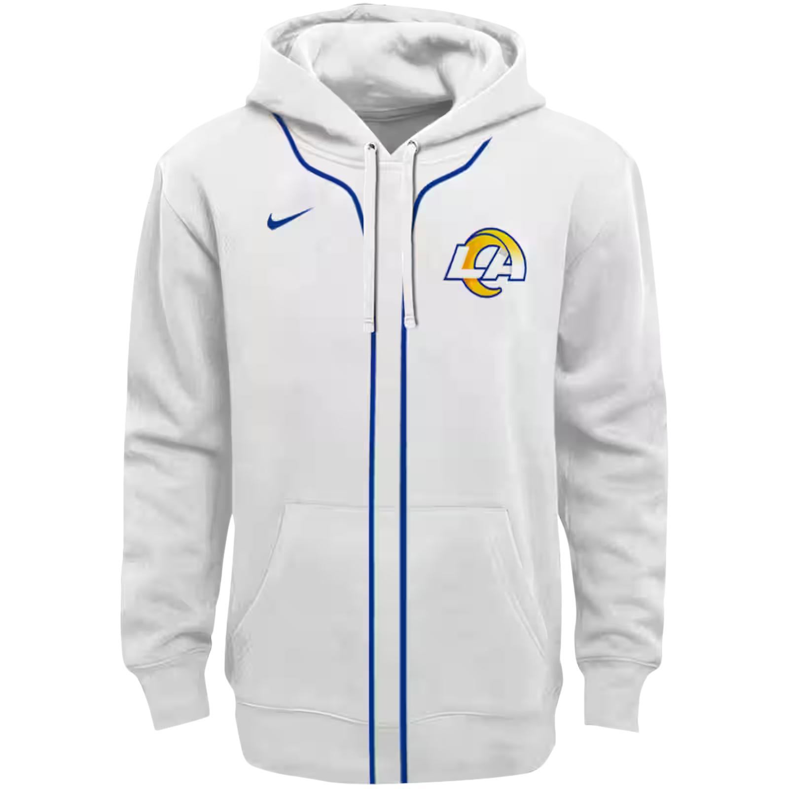 Custom Los Angeles Rams Sporty Stripe White Hoodie