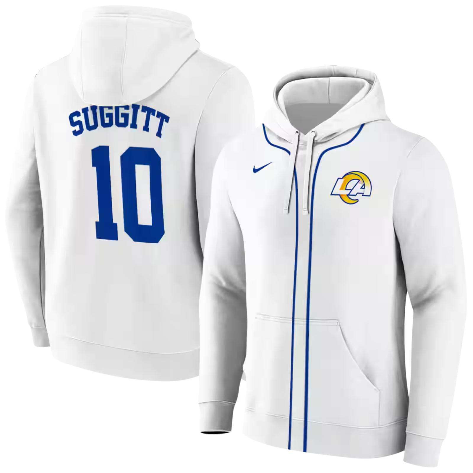 custom los angeles rams sporty stripe white hoodie fashion forward