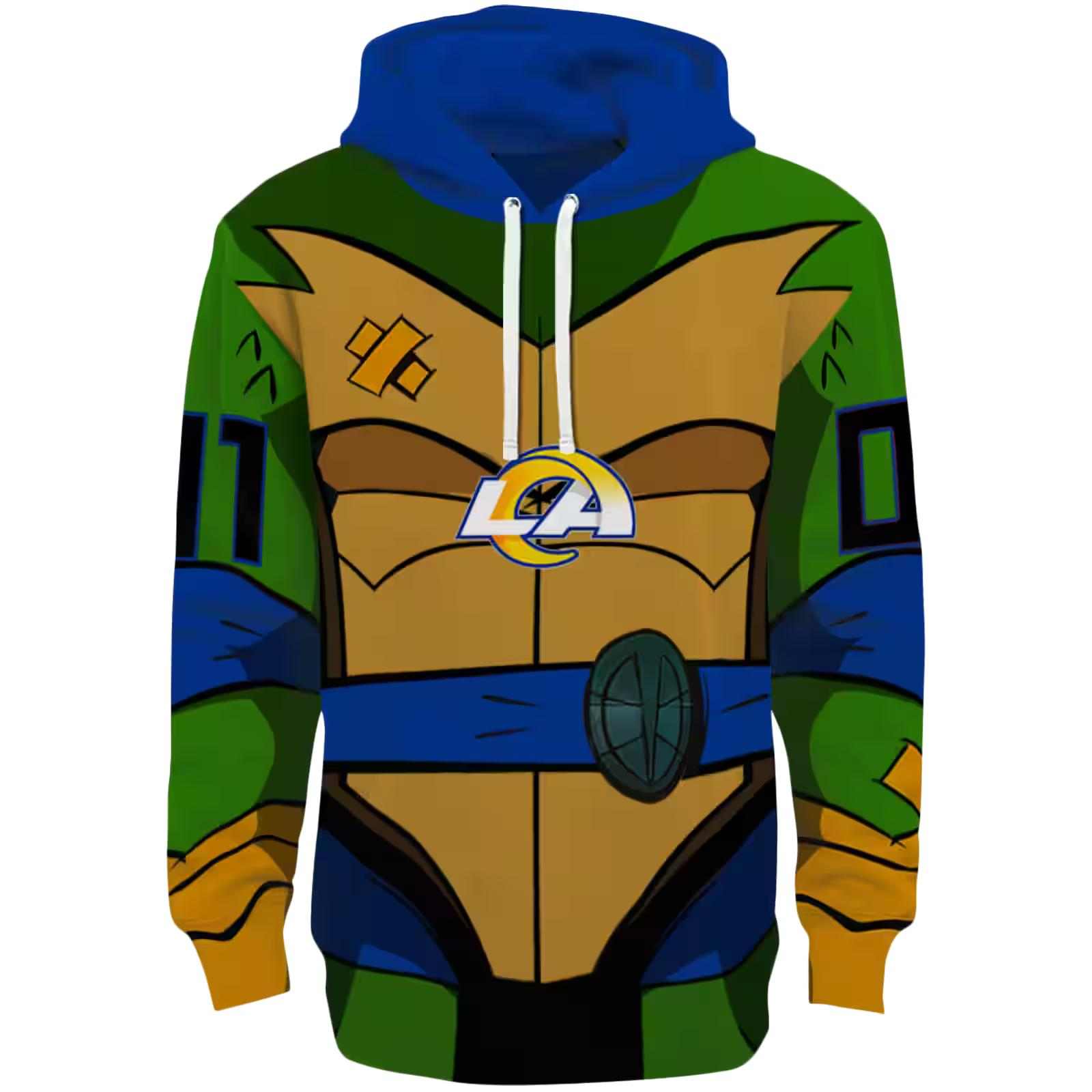 Custom Los Angeles Rams Superhero Armor Blue Green Hoodie