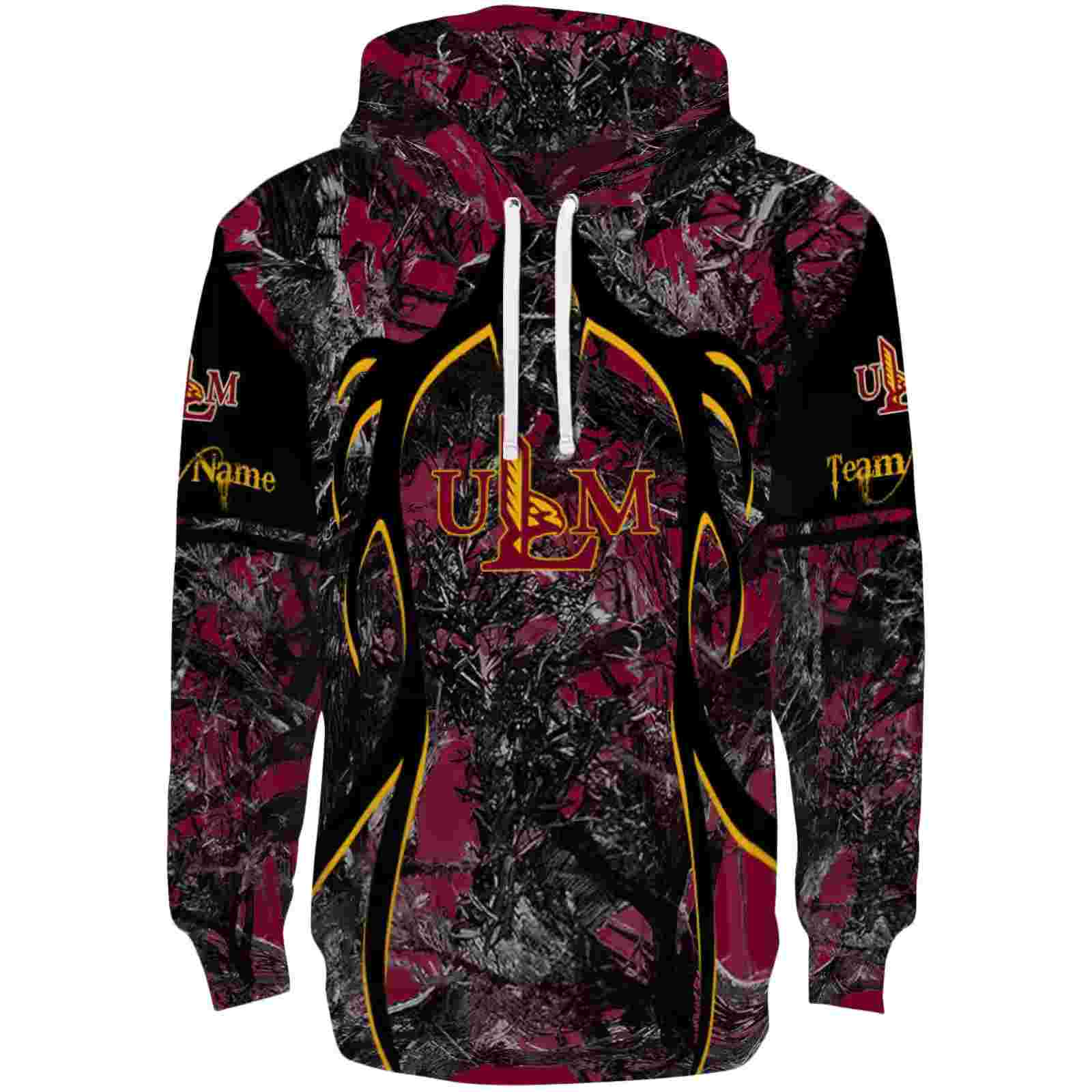 Custom Louisiana-Monroe Warhawks Hunting Theme Red Black Hoodie