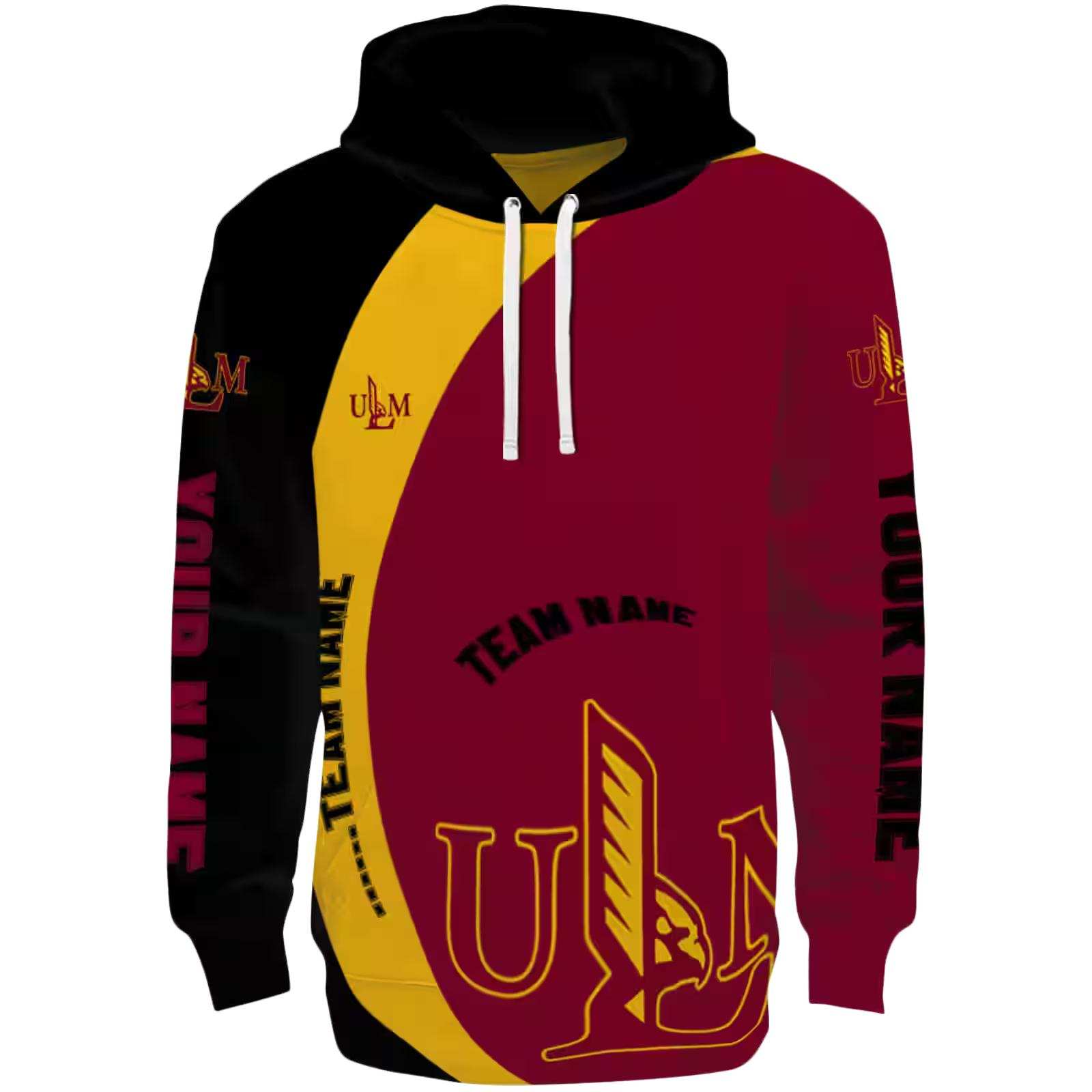 Custom Louisiana-Monroe Warhawks Minimalist Design Red Black Hoodie
