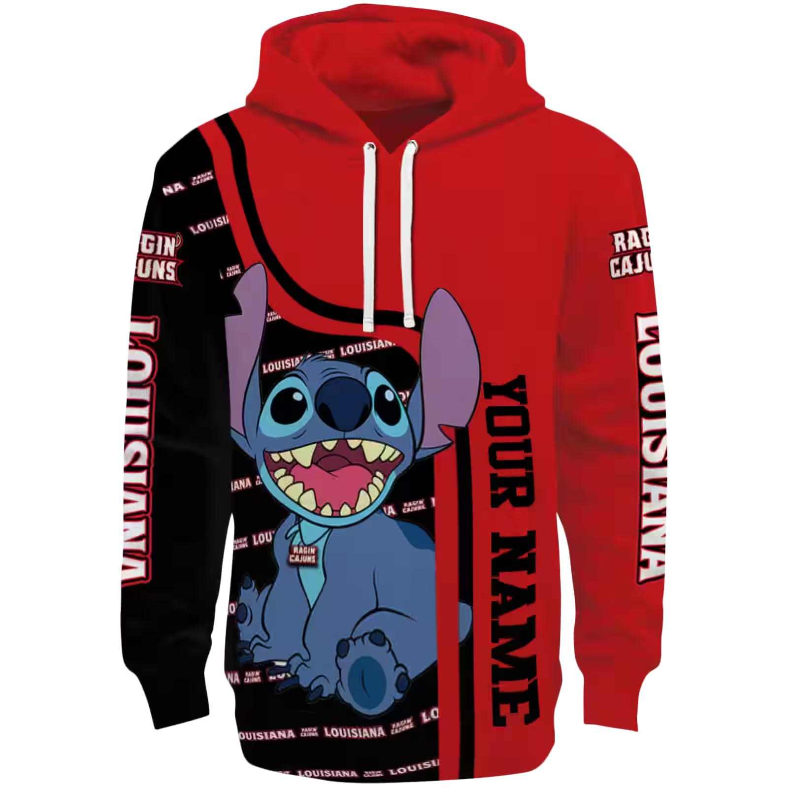 Custom Louisiana Ragin’ Cajuns Stitch Red Hoodie