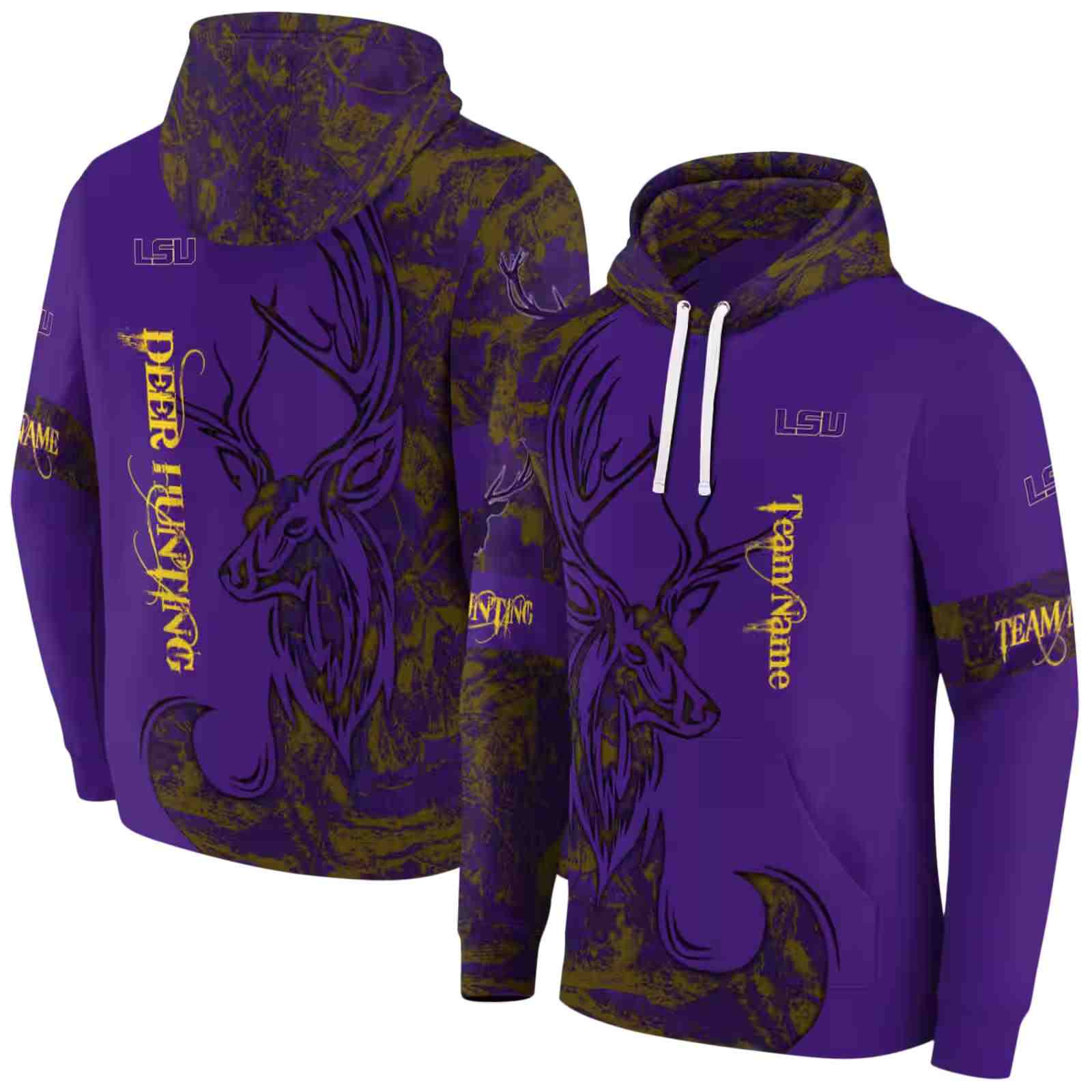 custom lsu tigers deer silhouette purple hoodie fashion forward