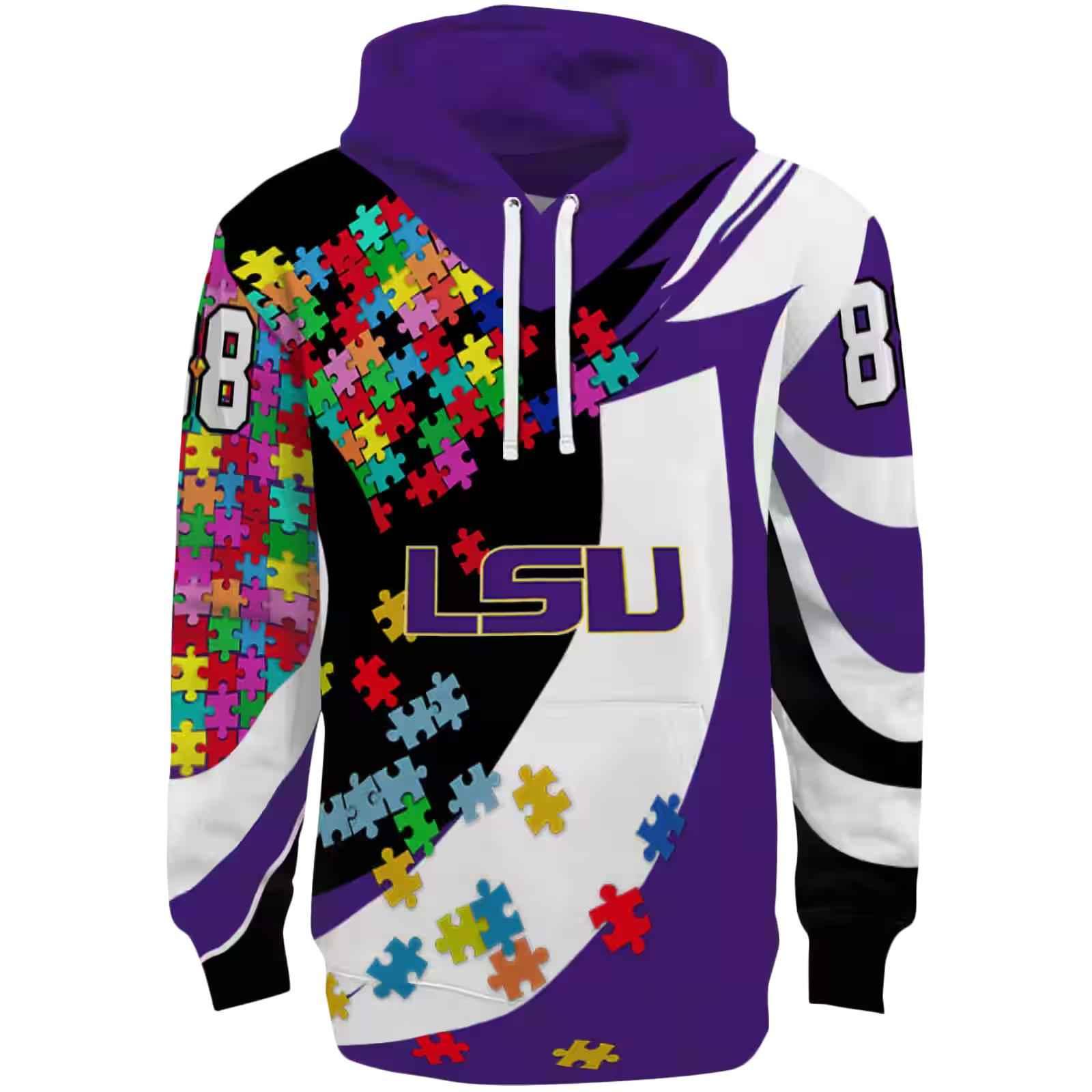 Custom LSU Tigers Puzzle Pieces Purple Hoodie