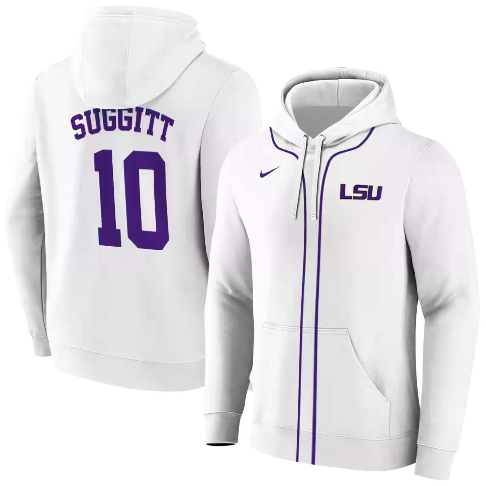 custom lsu tigers sporty stripe white hoodie fashion forward