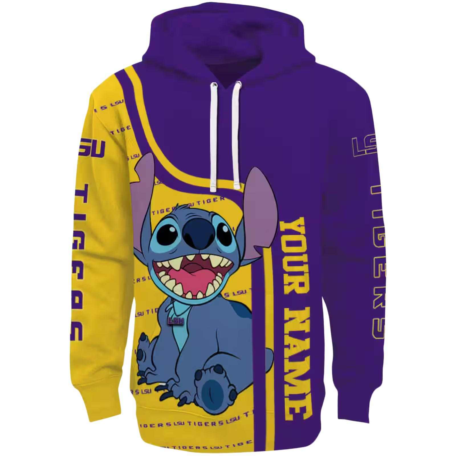 Custom LSU Tigers Stitch Purple Hoodie