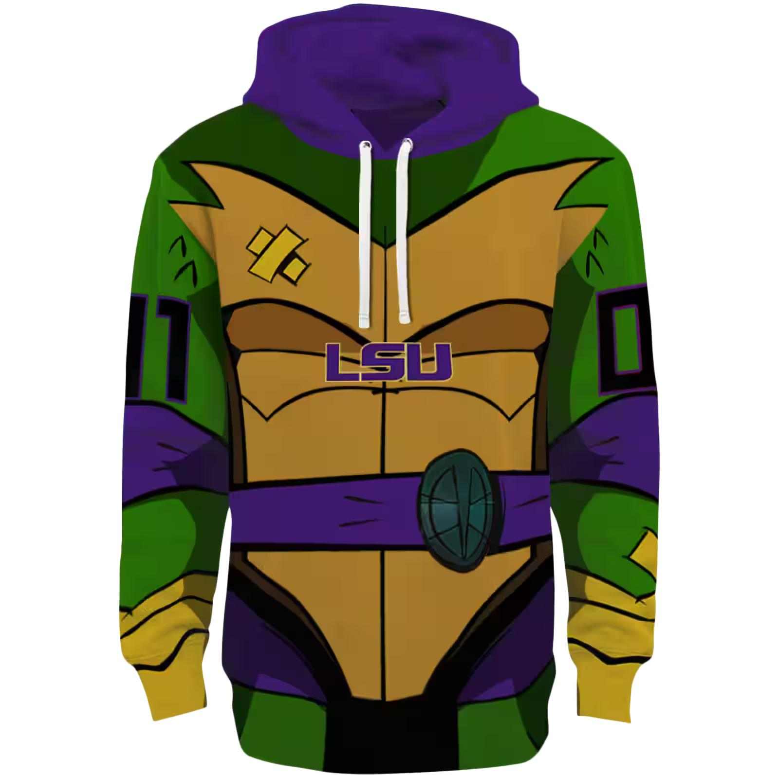 Custom LSU Tigers Superhero Armor Purple Green Hoodie