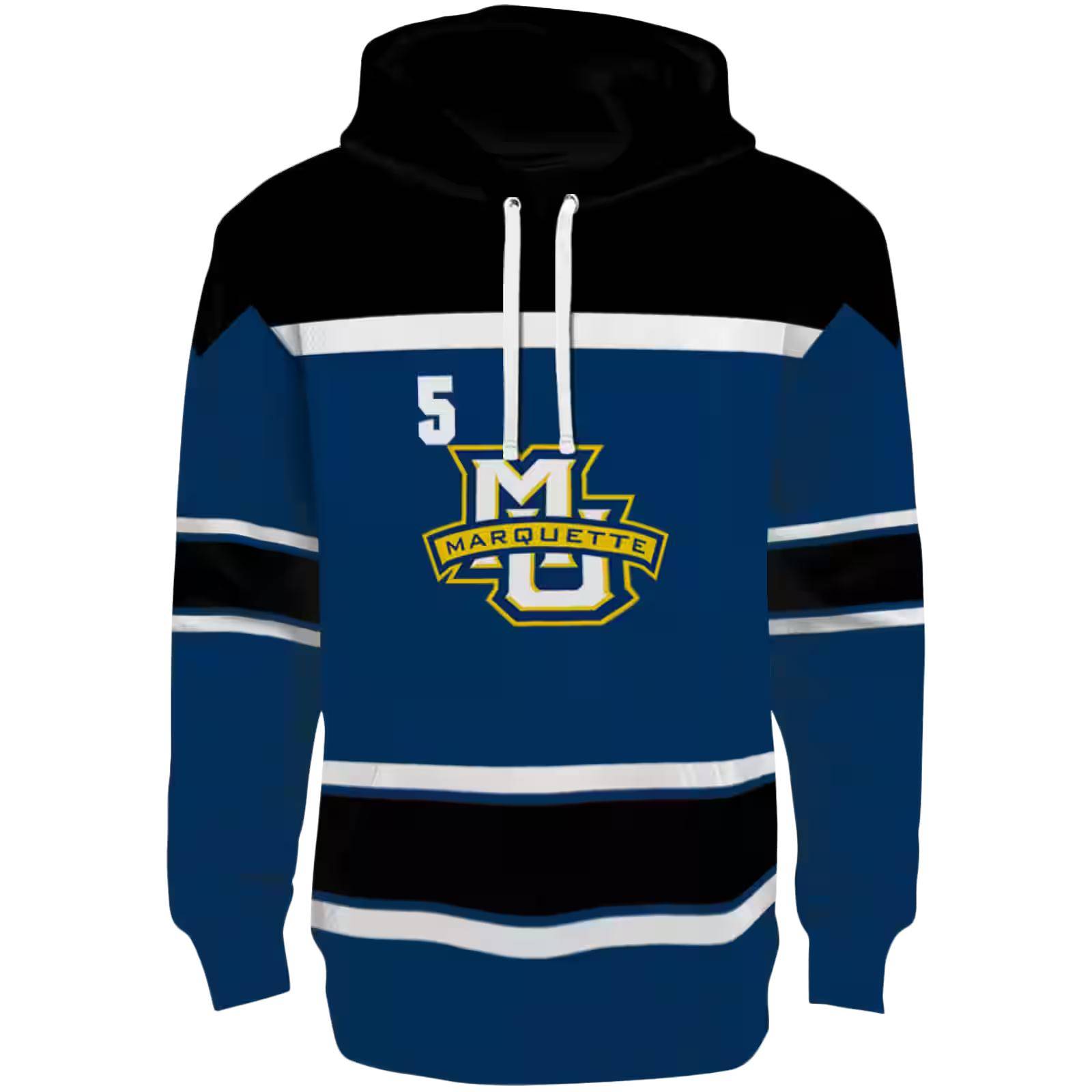 Custom Marquette Golden Eagles Striped Pattern Blue Hoodie