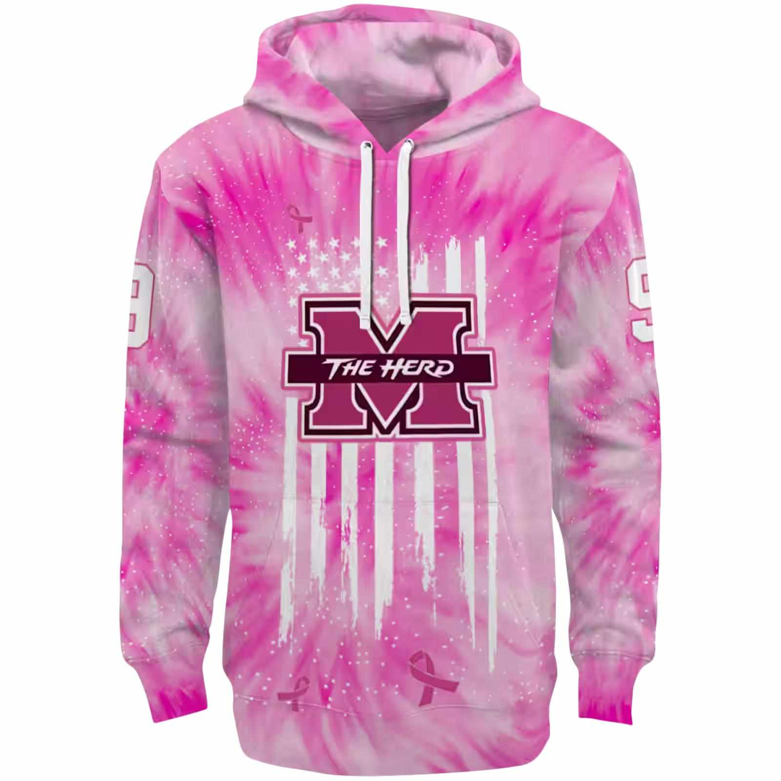 Custom Marshall Thundering Herd Cancer Support Pink Hoodie