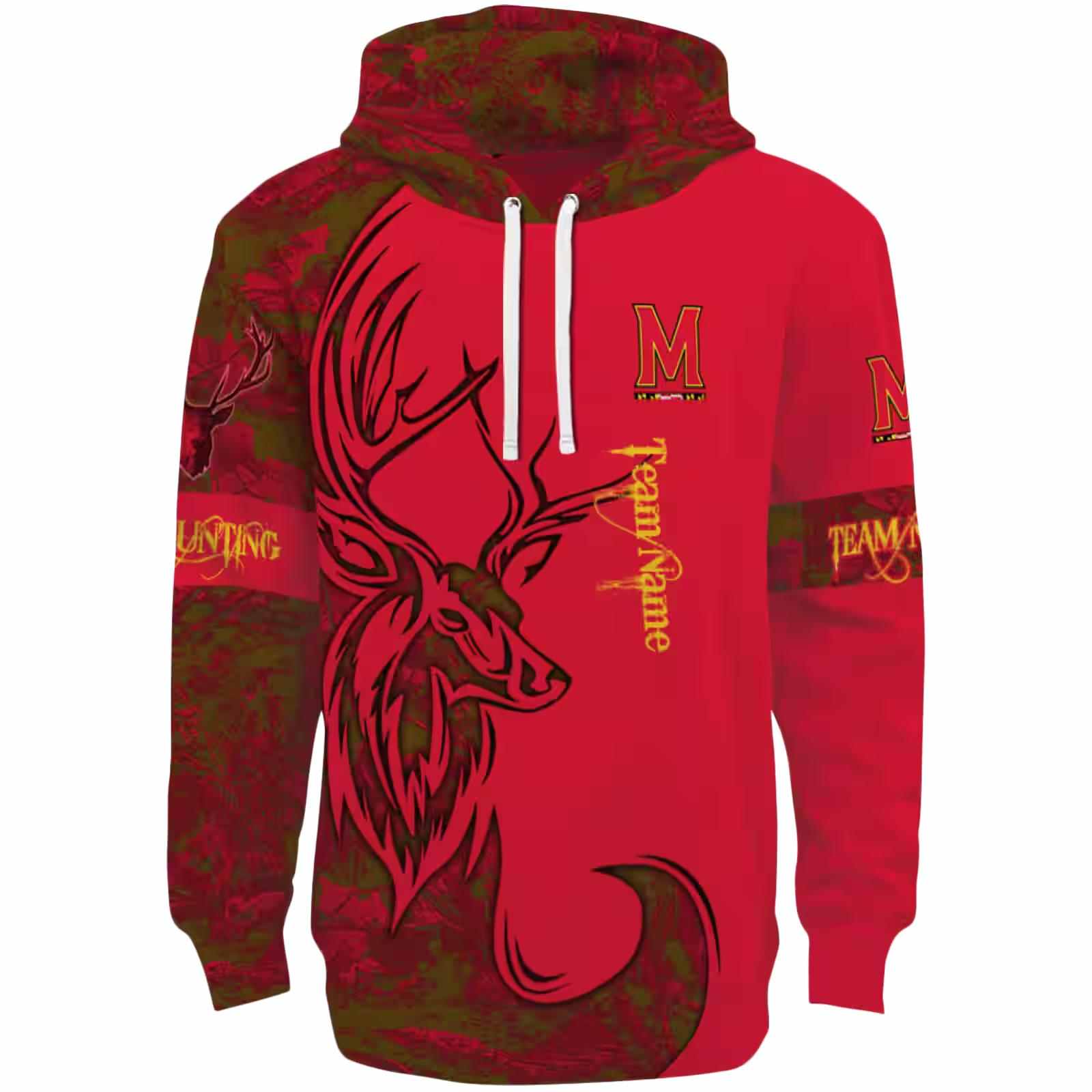 Custom Maryland Terrapins Deer Silhouette Red Hoodie