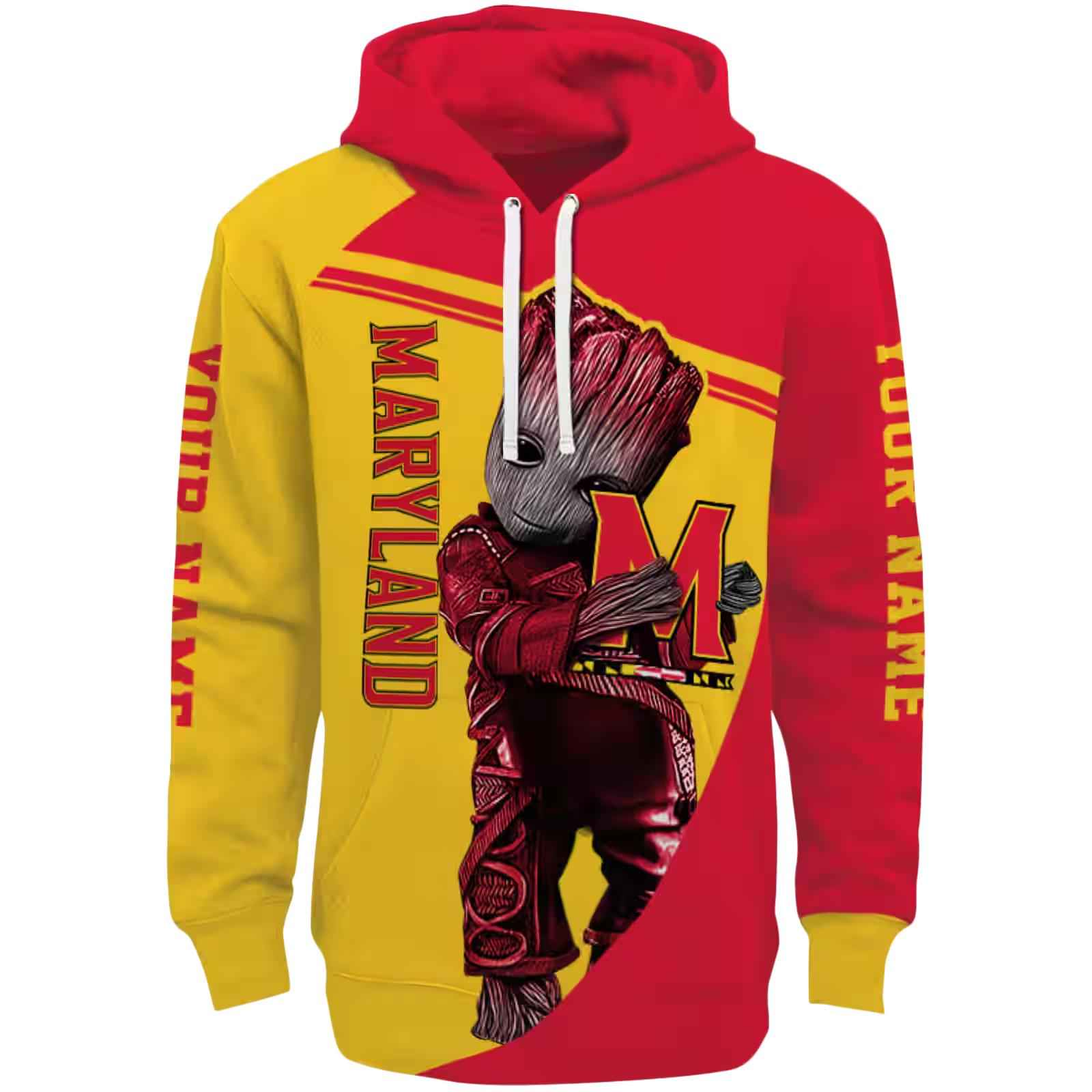 Custom Maryland Terrapins Groot Red Hoodie