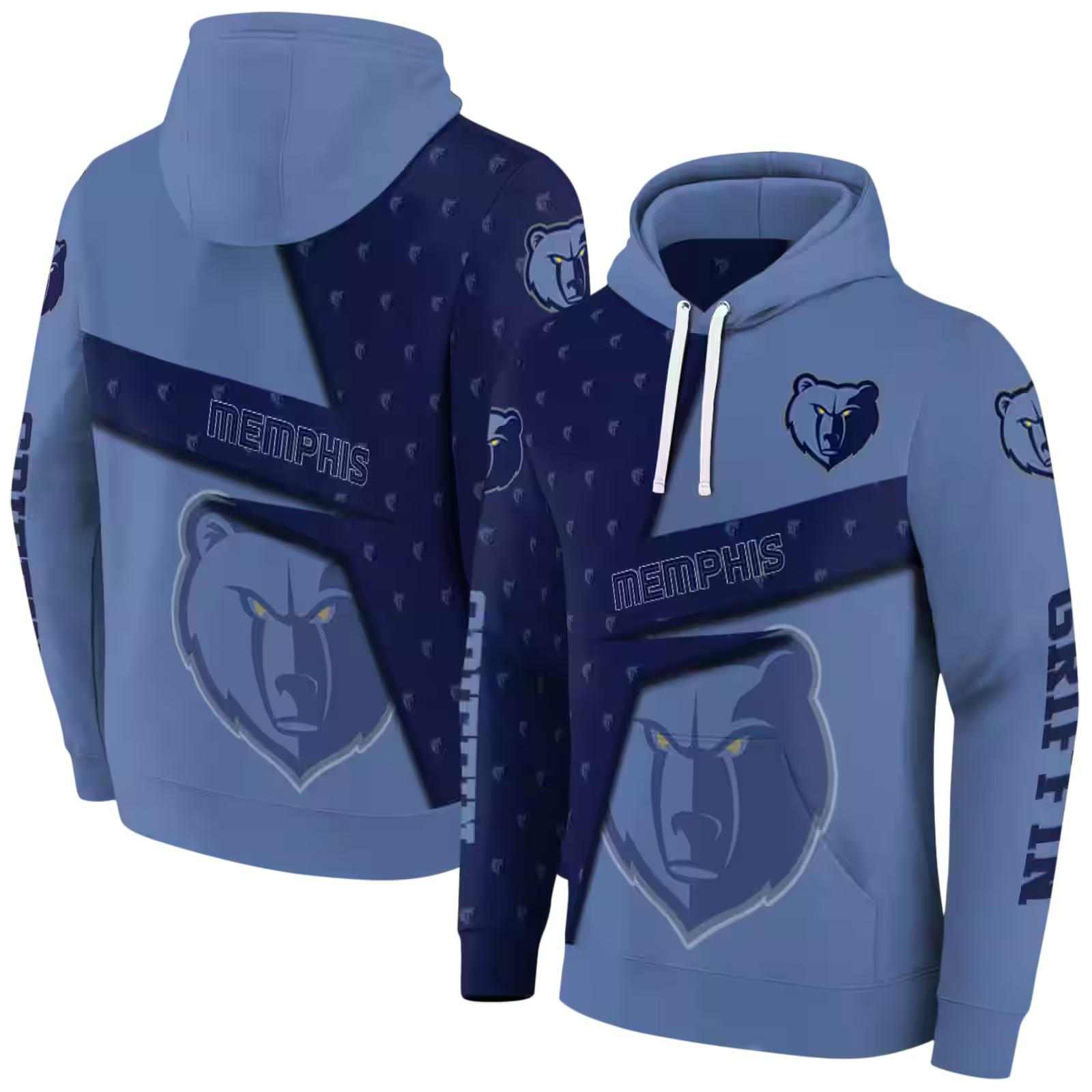 custom memphis grizzlies abstract shape blue hoodie fashion forward