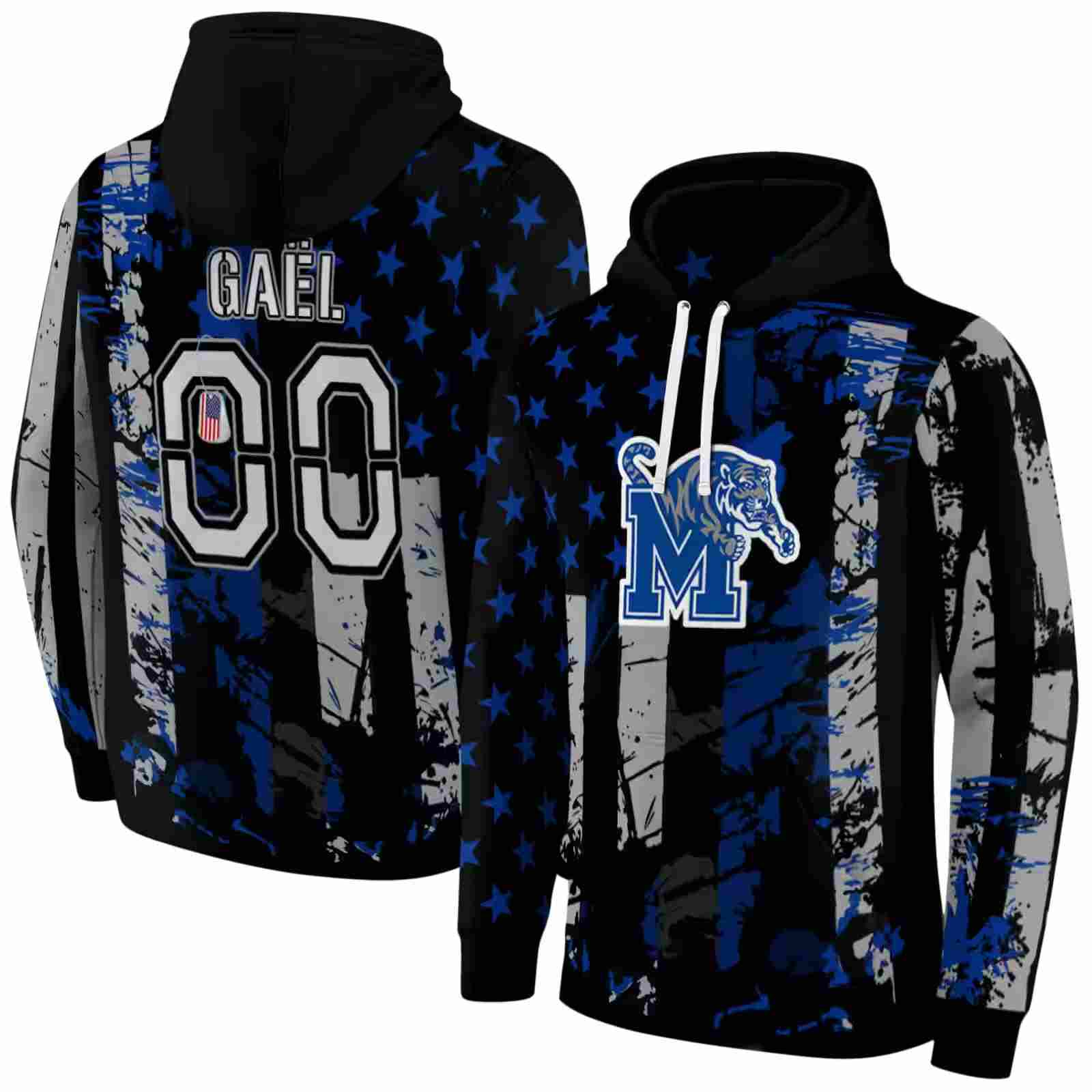 custom memphis tigers distressed flag blue black hoodie fashion forward