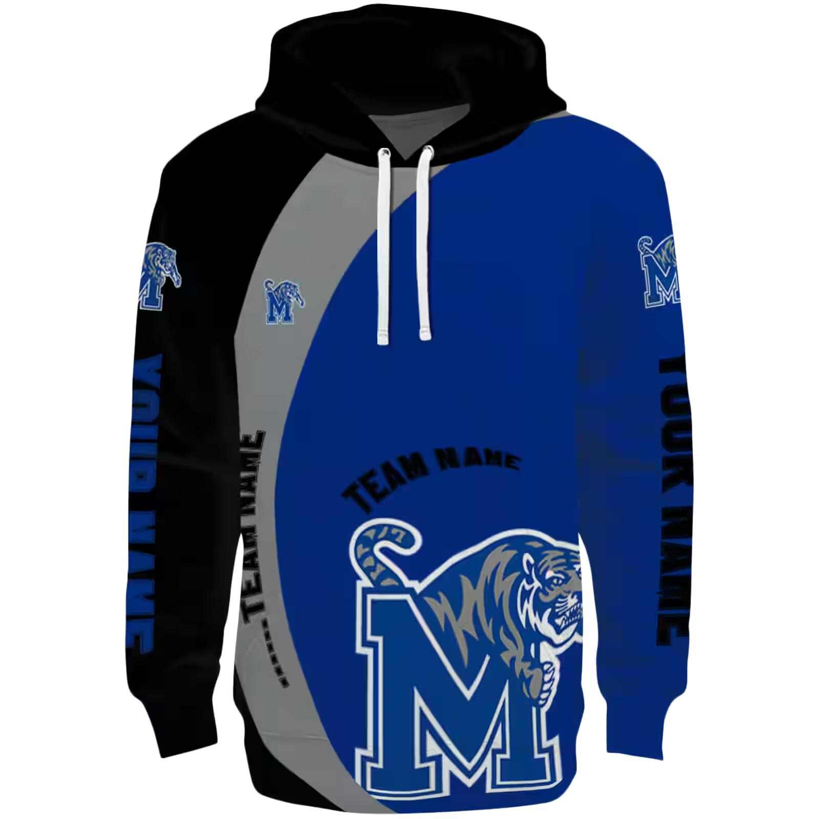 Custom Memphis Tigers Minimalist Design Blue Black Hoodie