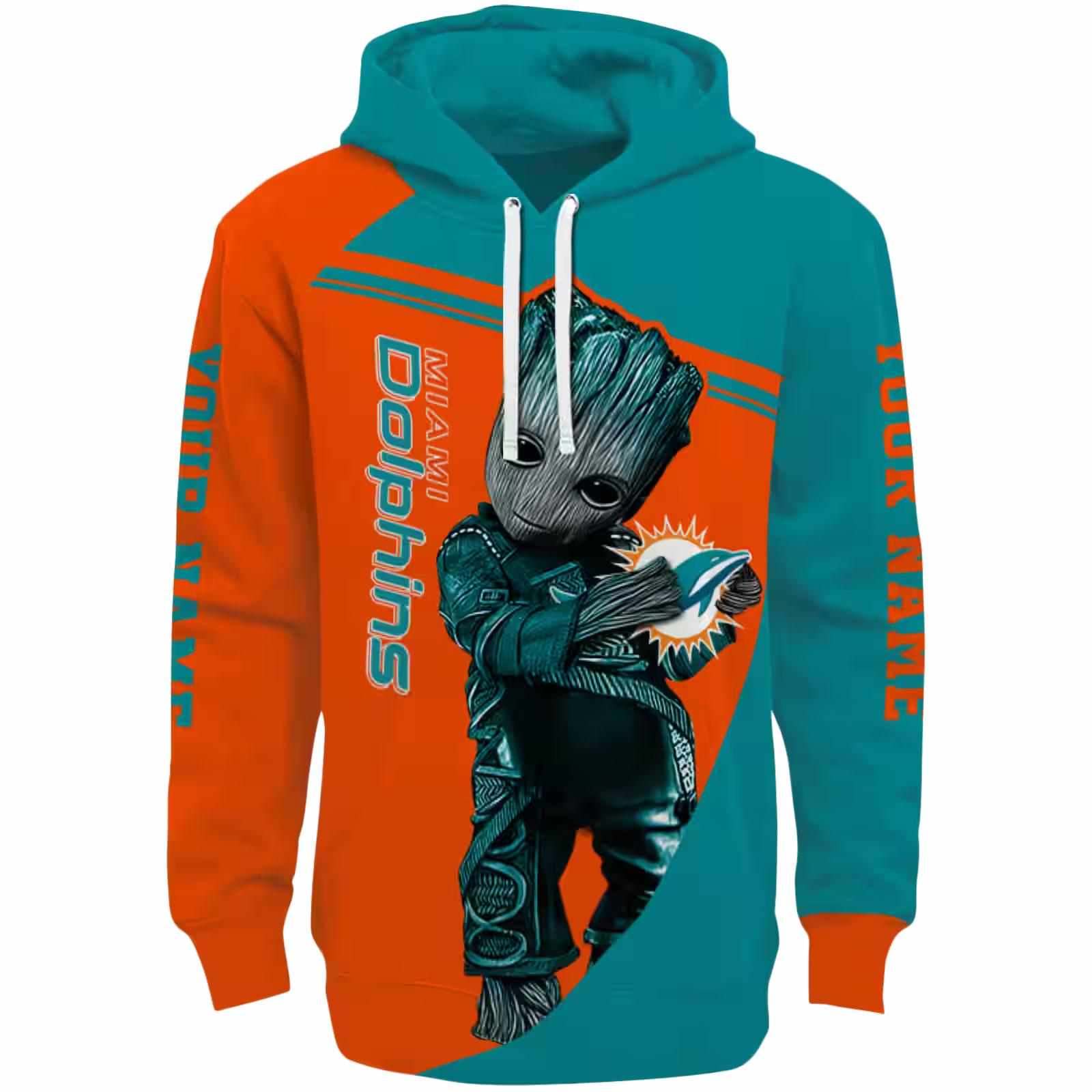 Custom Miami Dolphins Groot Aqua Hoodie