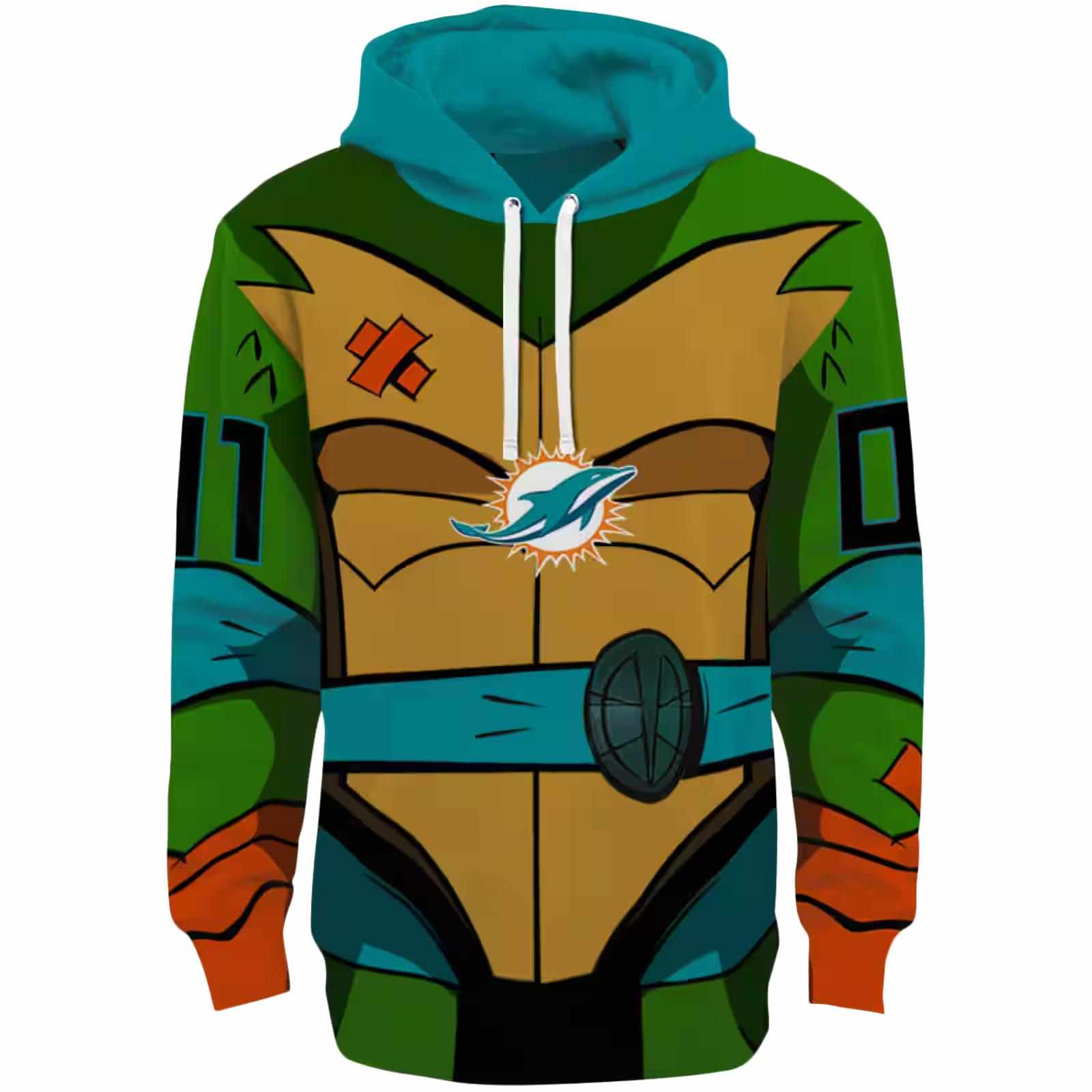 Custom Miami Dolphins Superhero Armor Aqua Green Hoodie