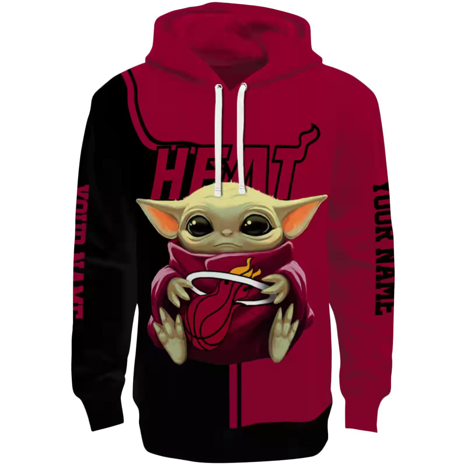 Custom Miami Heat Baby Yoda Red Black Hoodie