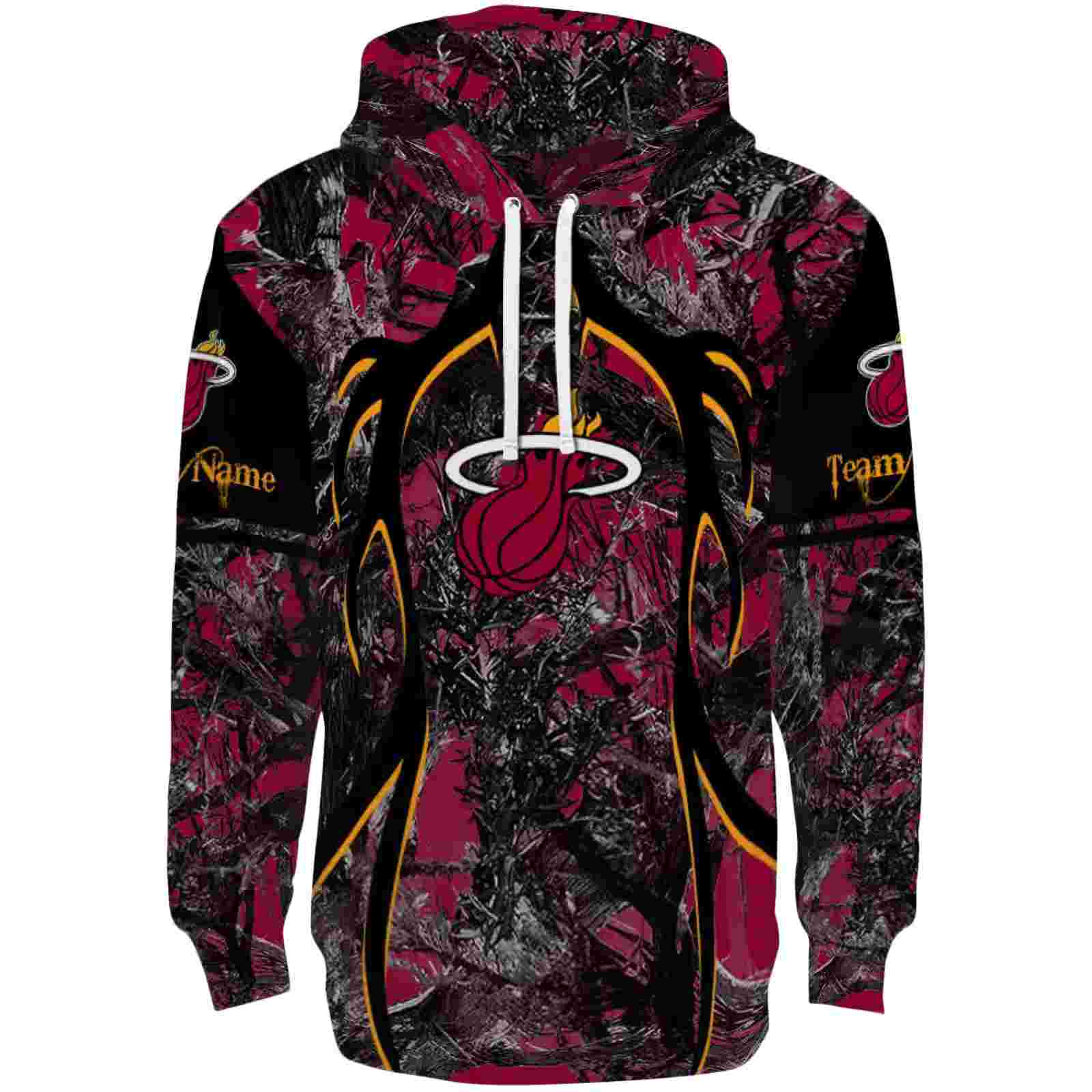 Custom Miami Heat Hunting Theme Red Black Hoodie