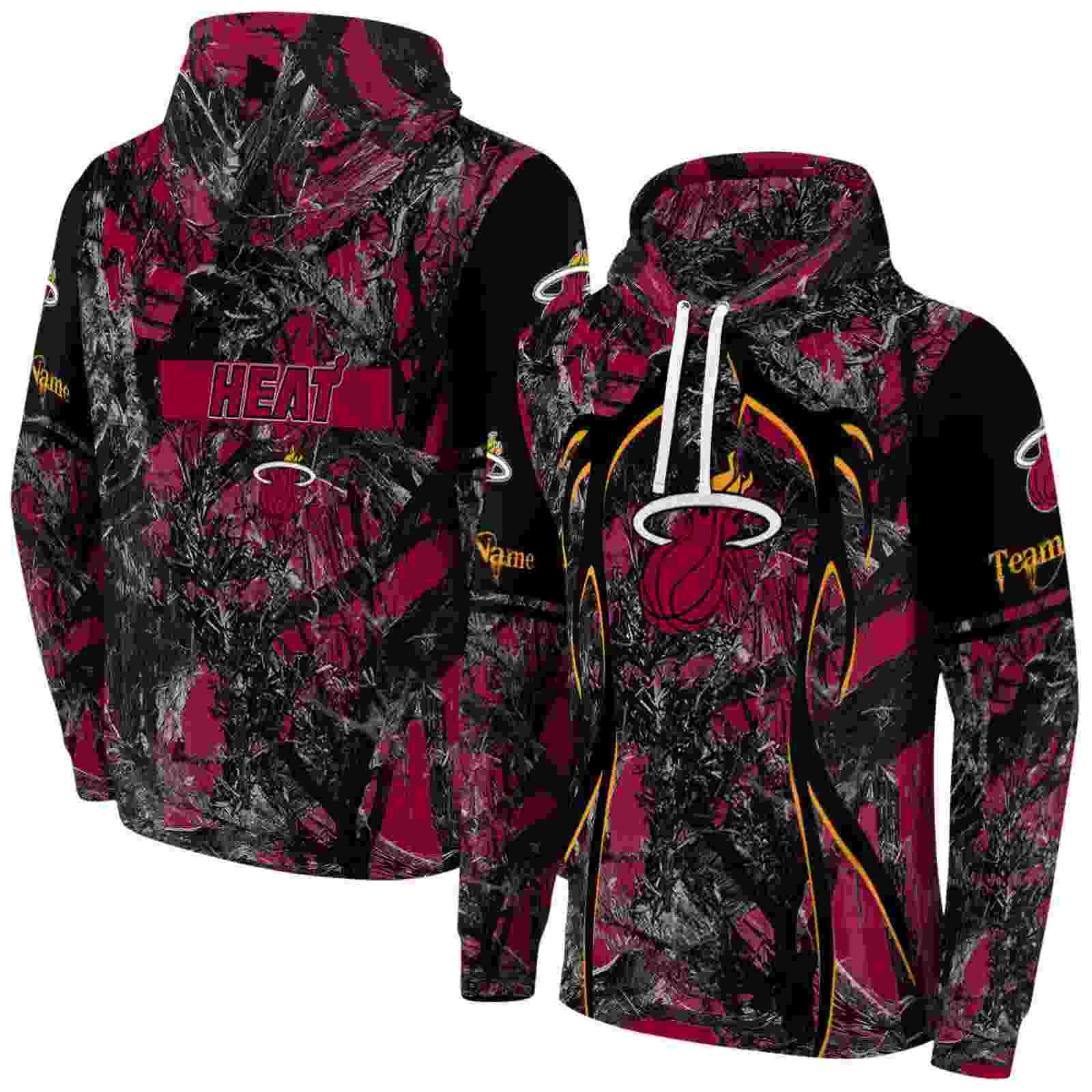 custom miami heat hunting theme red black hoodie fashion forward