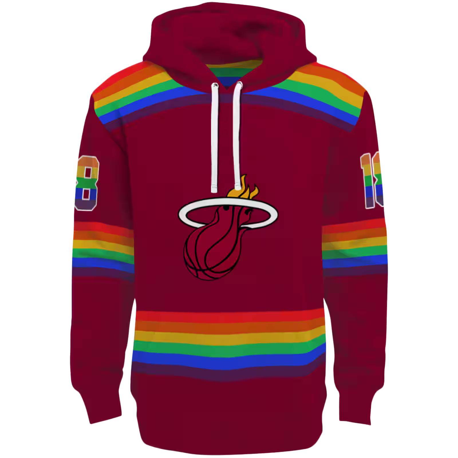 Custom Miami Heat Rainbow Stripes Red Hoodie