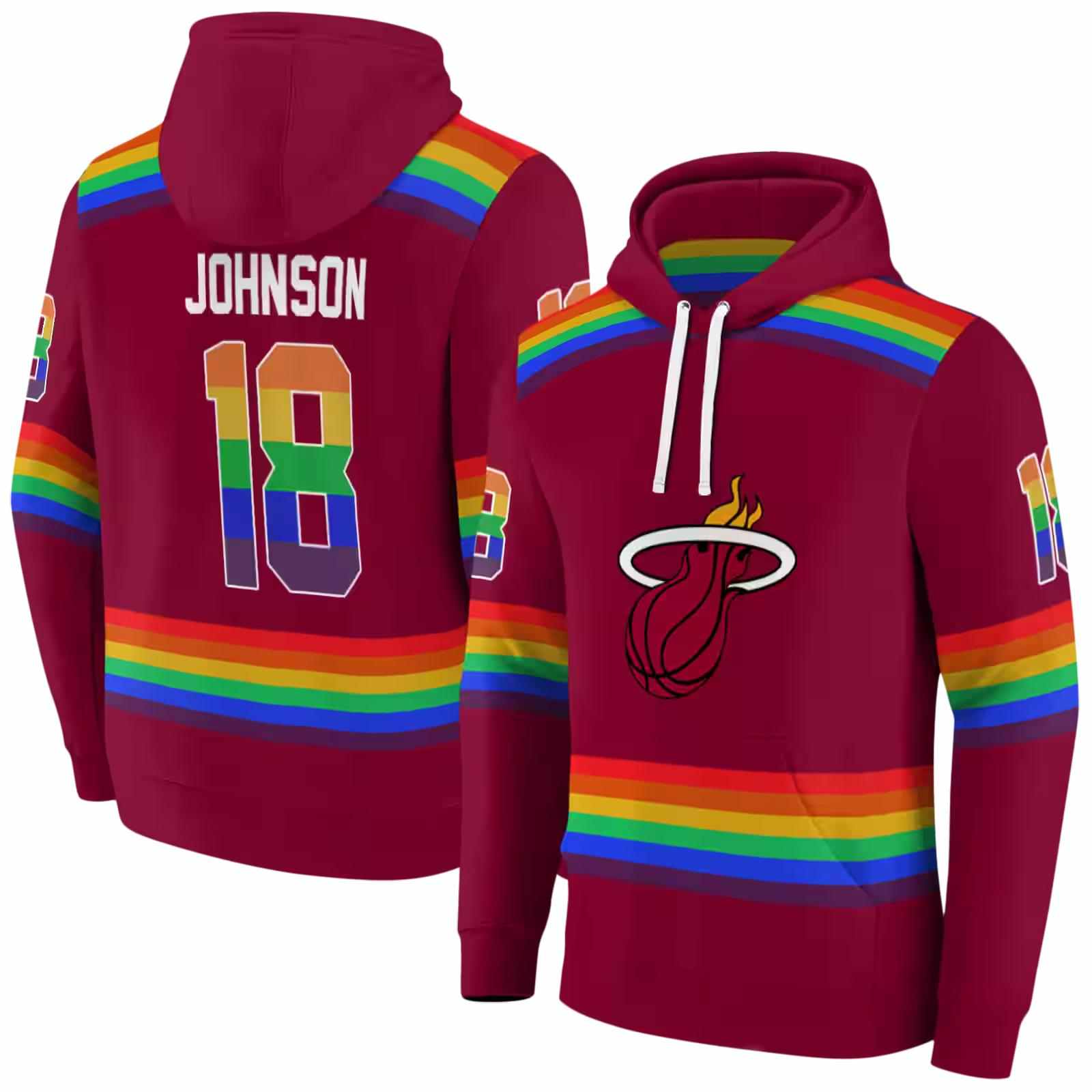 custom miami heat rainbow stripes red hoodie fashion forward