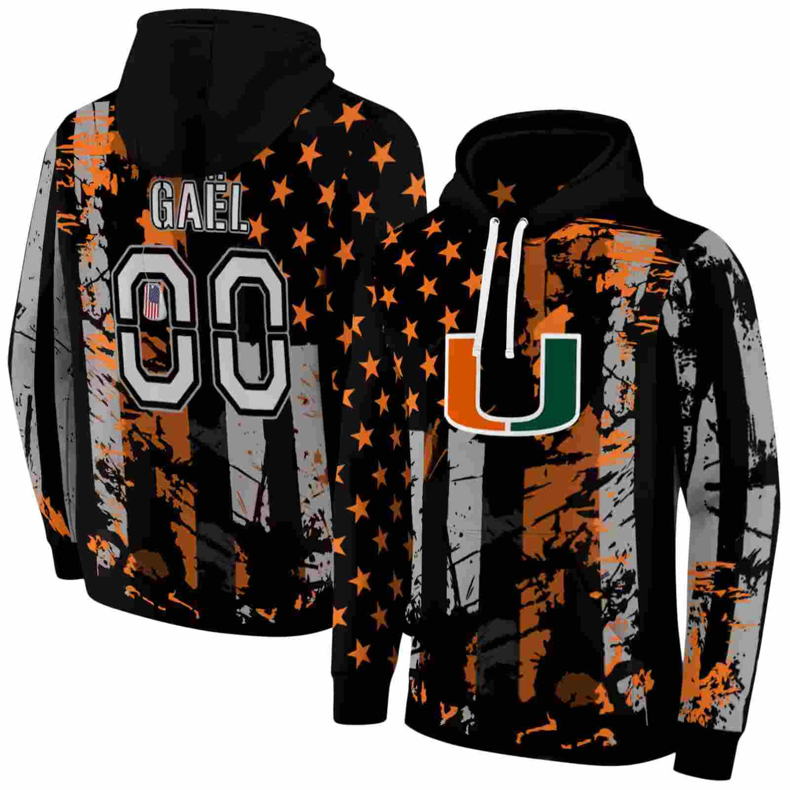 custom miami hurricanes distressed flag orange black hoodie fashion forward