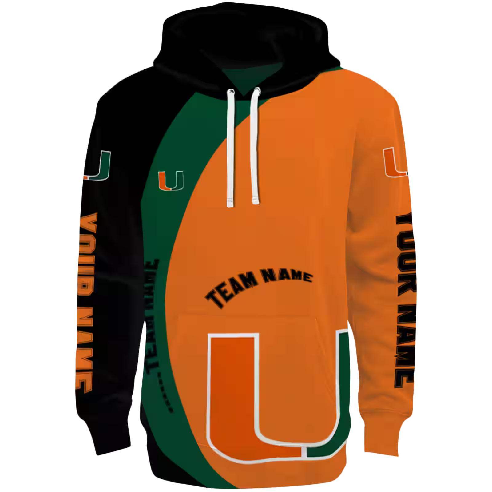 Custom Miami Hurricanes Minimalist Design Orange Black Hoodie