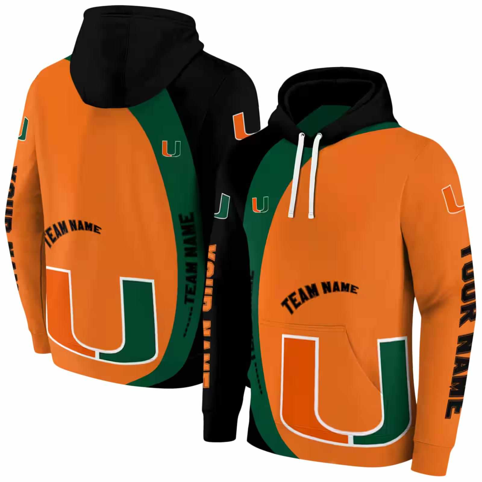 custom miami hurricanes minimalist design orange black hoodie fashion forward