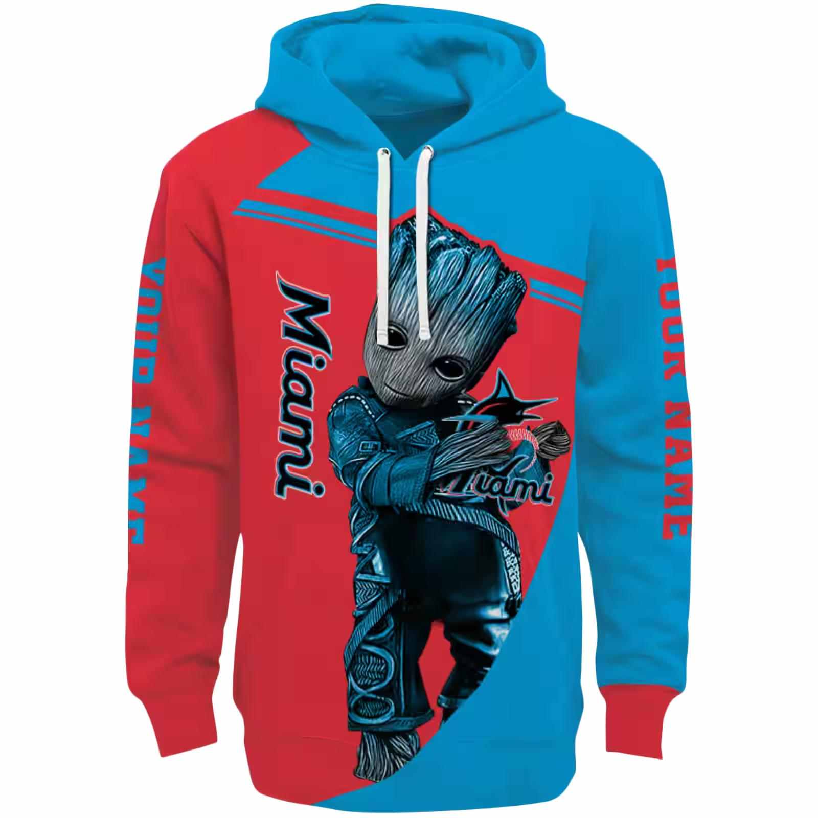 Custom Miami Marlins Groot Blue Hoodie