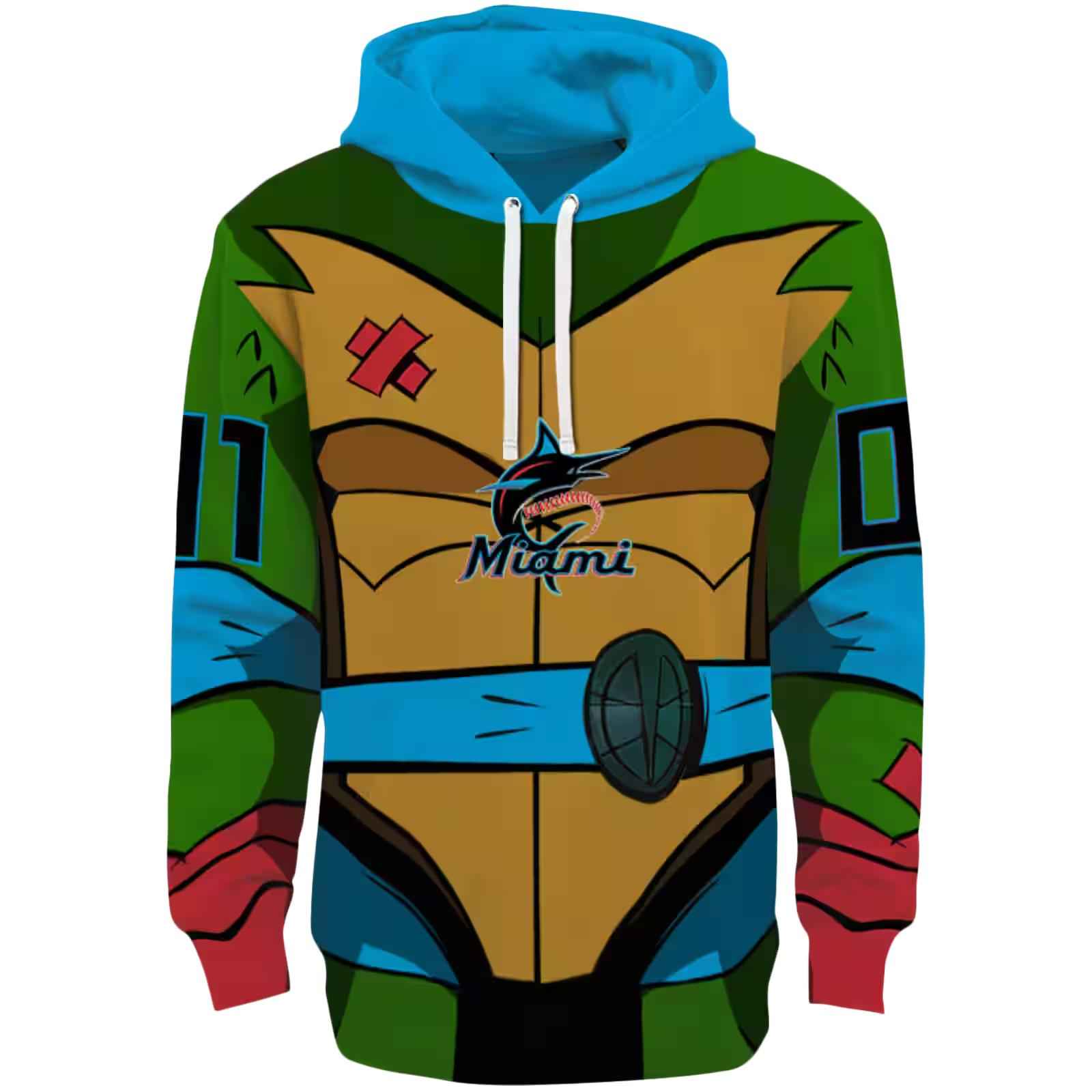 Custom Miami Marlins Superhero Armor Blue Green Hoodie