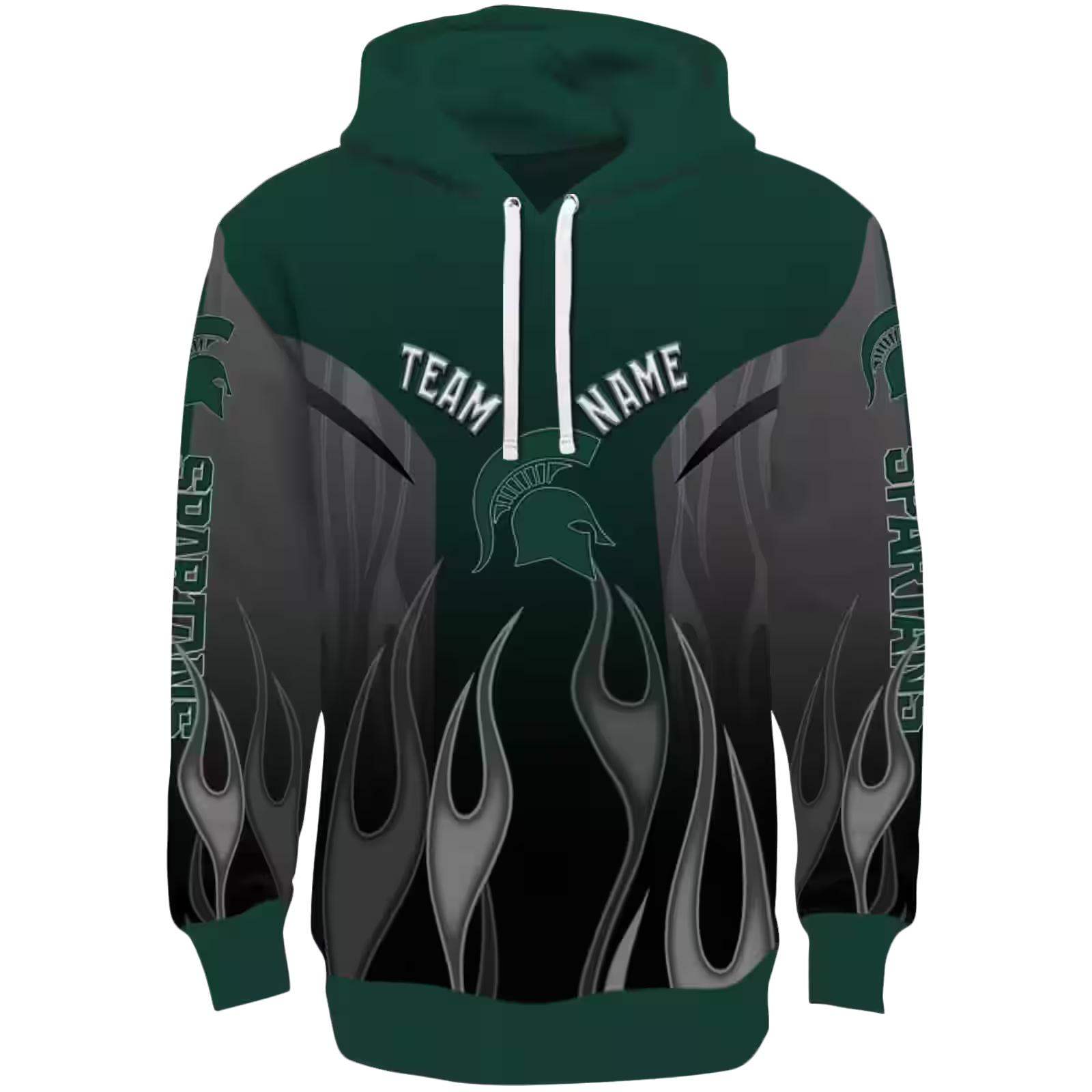 Custom Michigan State Spartans Flame Design Green Hoodie