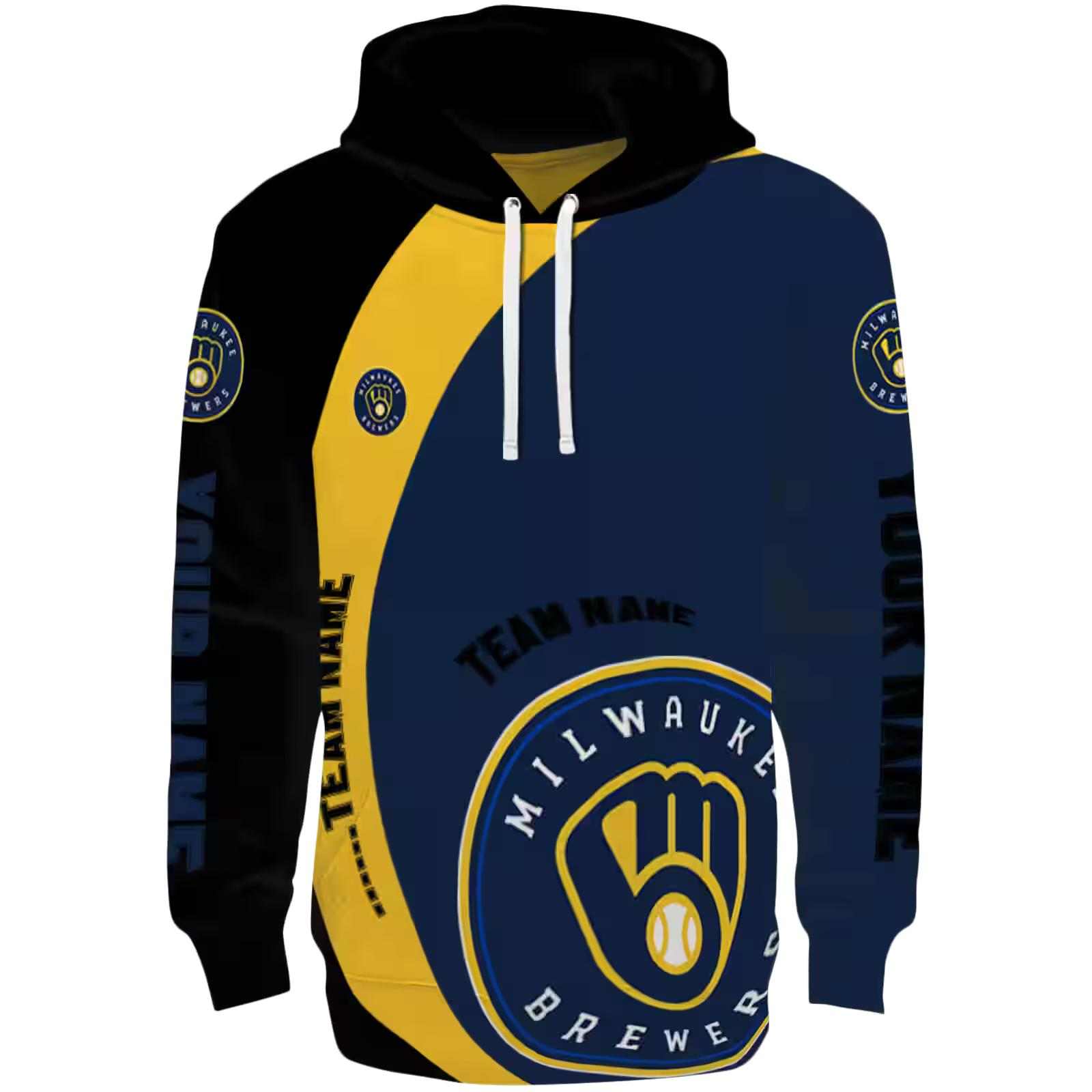 Custom Milwaukee Brewers Minimalist Design Navy Blue Black Hoodie