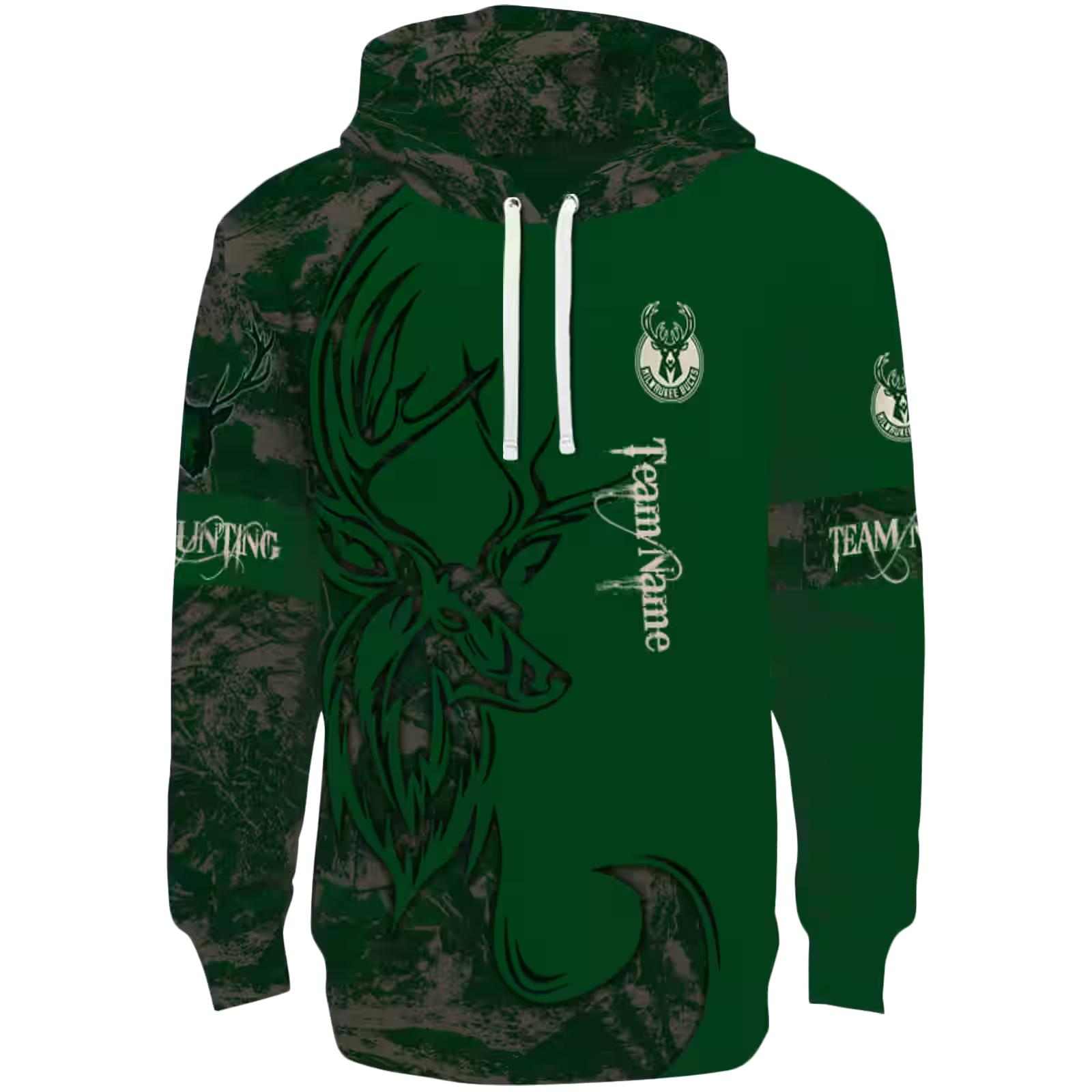 Custom Milwaukee Bucks Deer Silhouette Green Hoodie