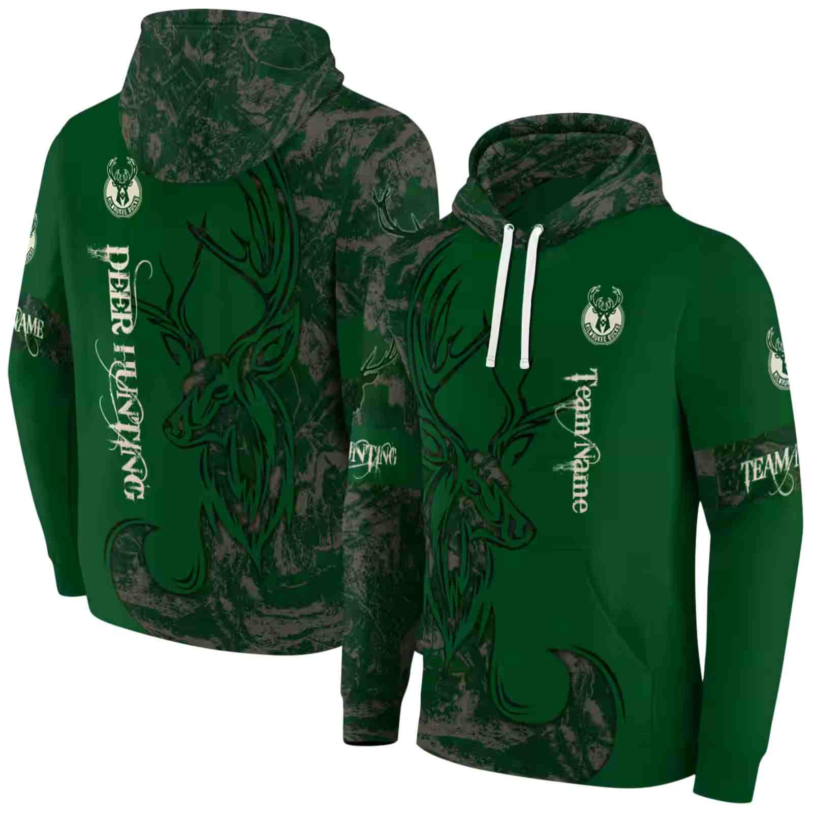 custom milwaukee bucks deer silhouette green hoodie fashion forward