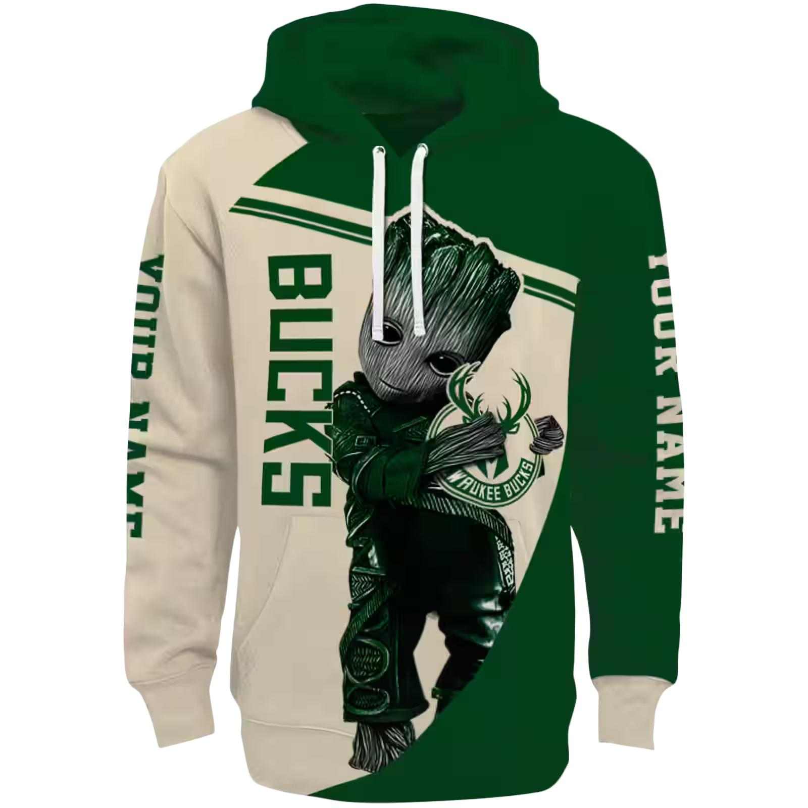 Custom Milwaukee Bucks Groot Green Hoodie