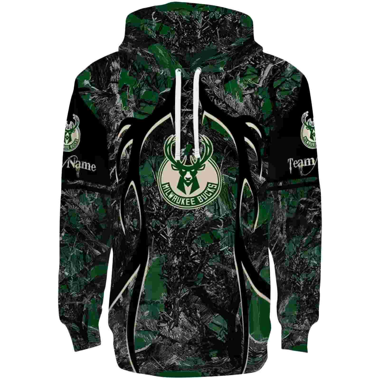 Custom Milwaukee Bucks Hunting Theme Green Black Hoodie