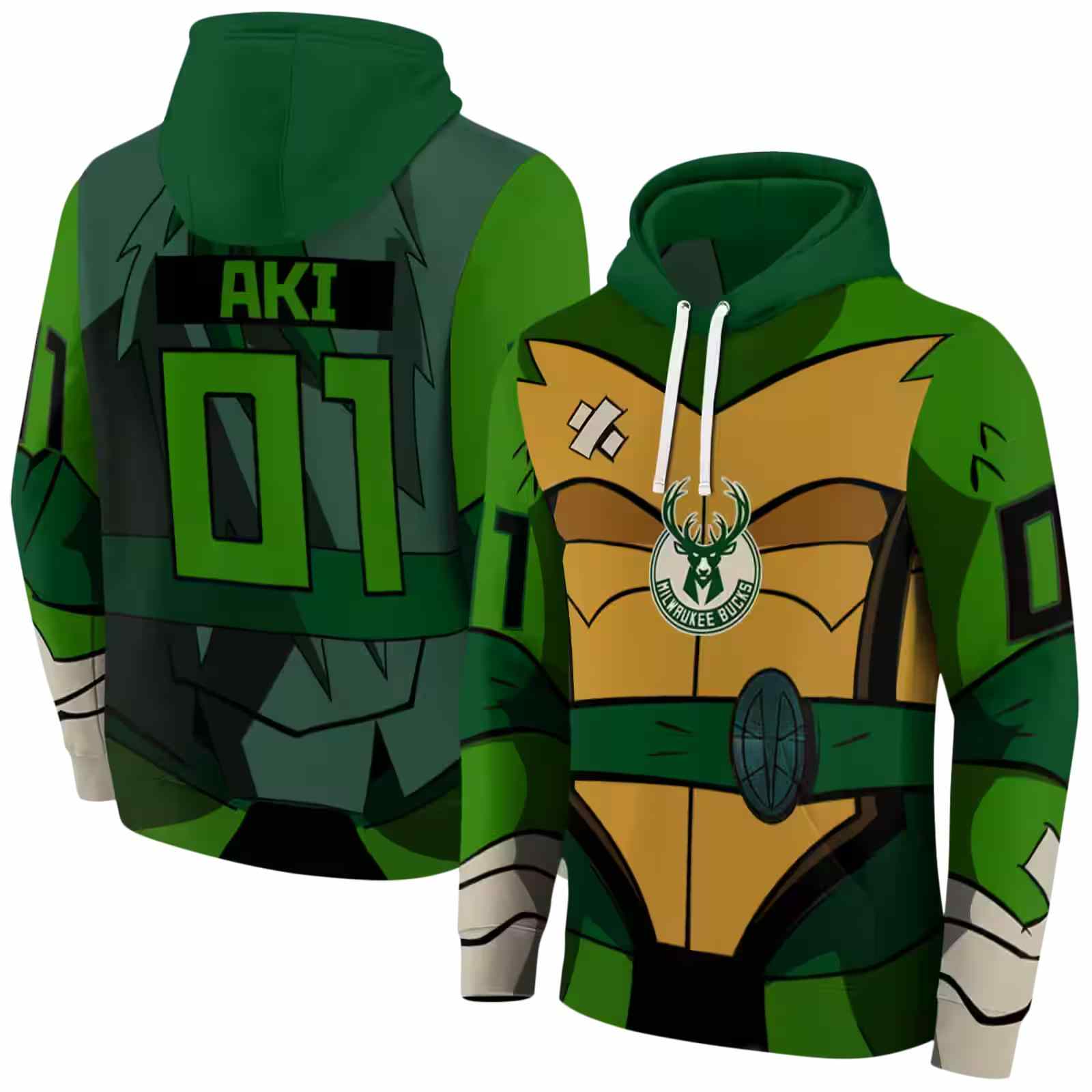 custom milwaukee bucks superhero armor green hoodie fashion forward