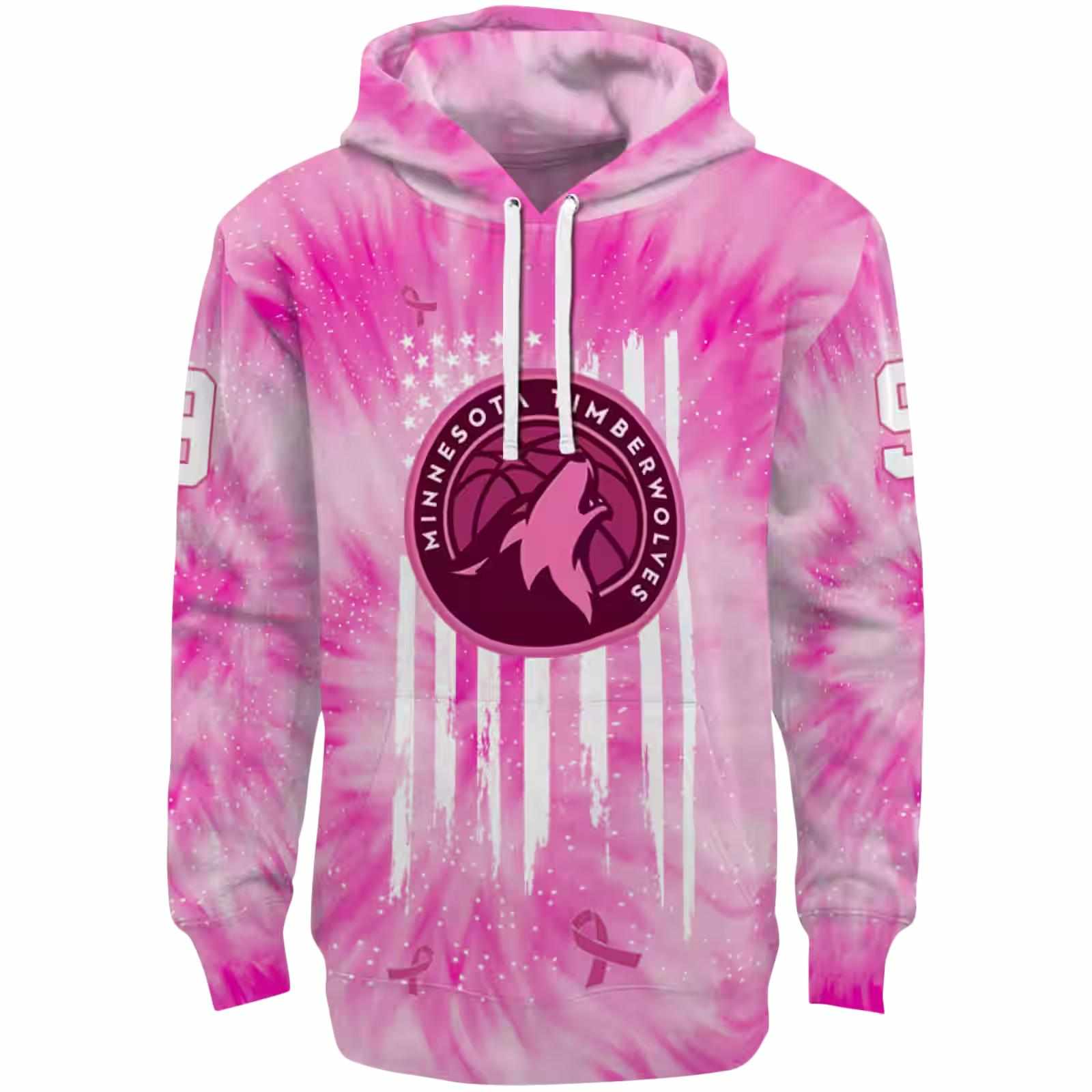 Custom Minnesota Timberwolves Cancer Support Pink Hoodie