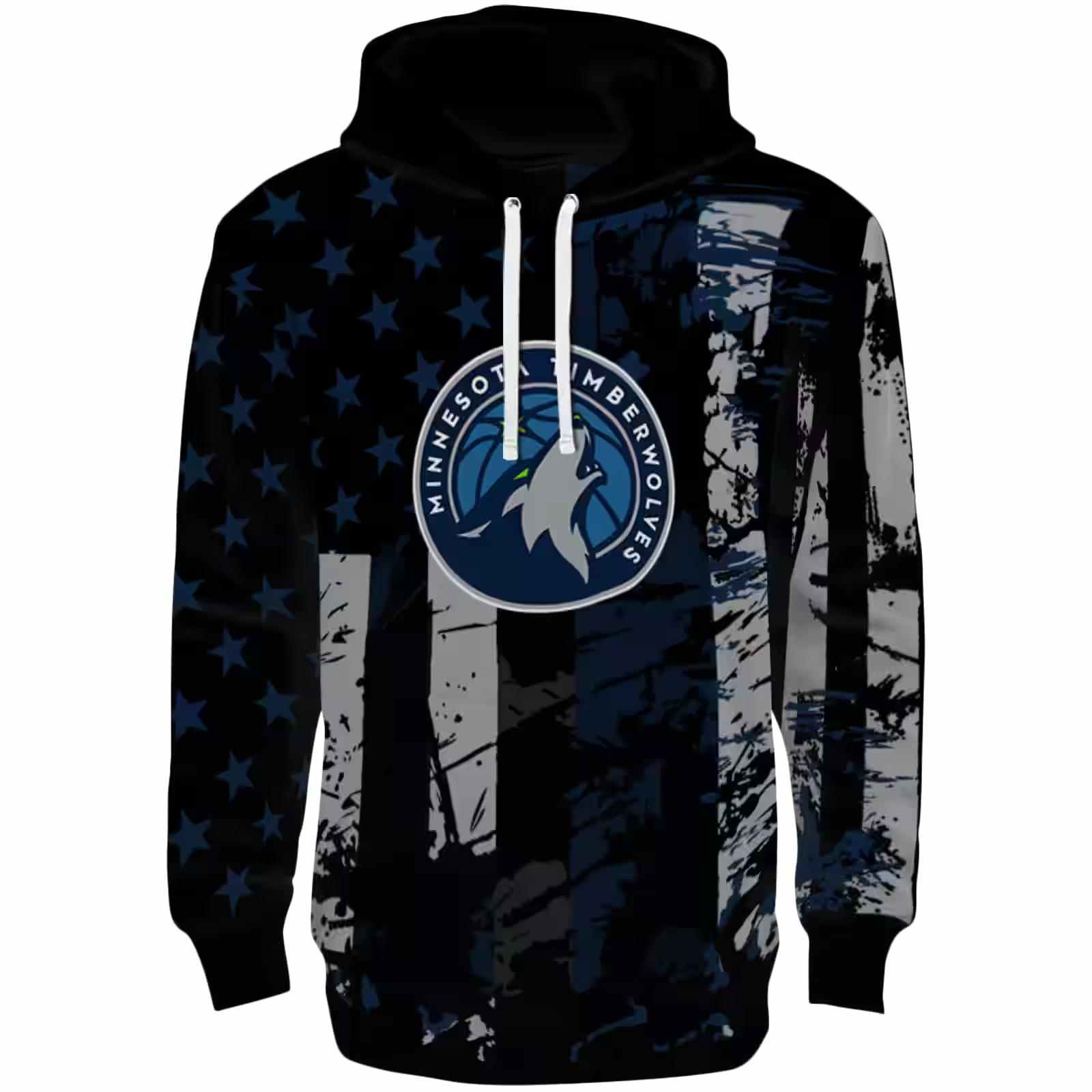 Custom Minnesota Timberwolves Distressed Flag Midnight Blue Black Hoodie