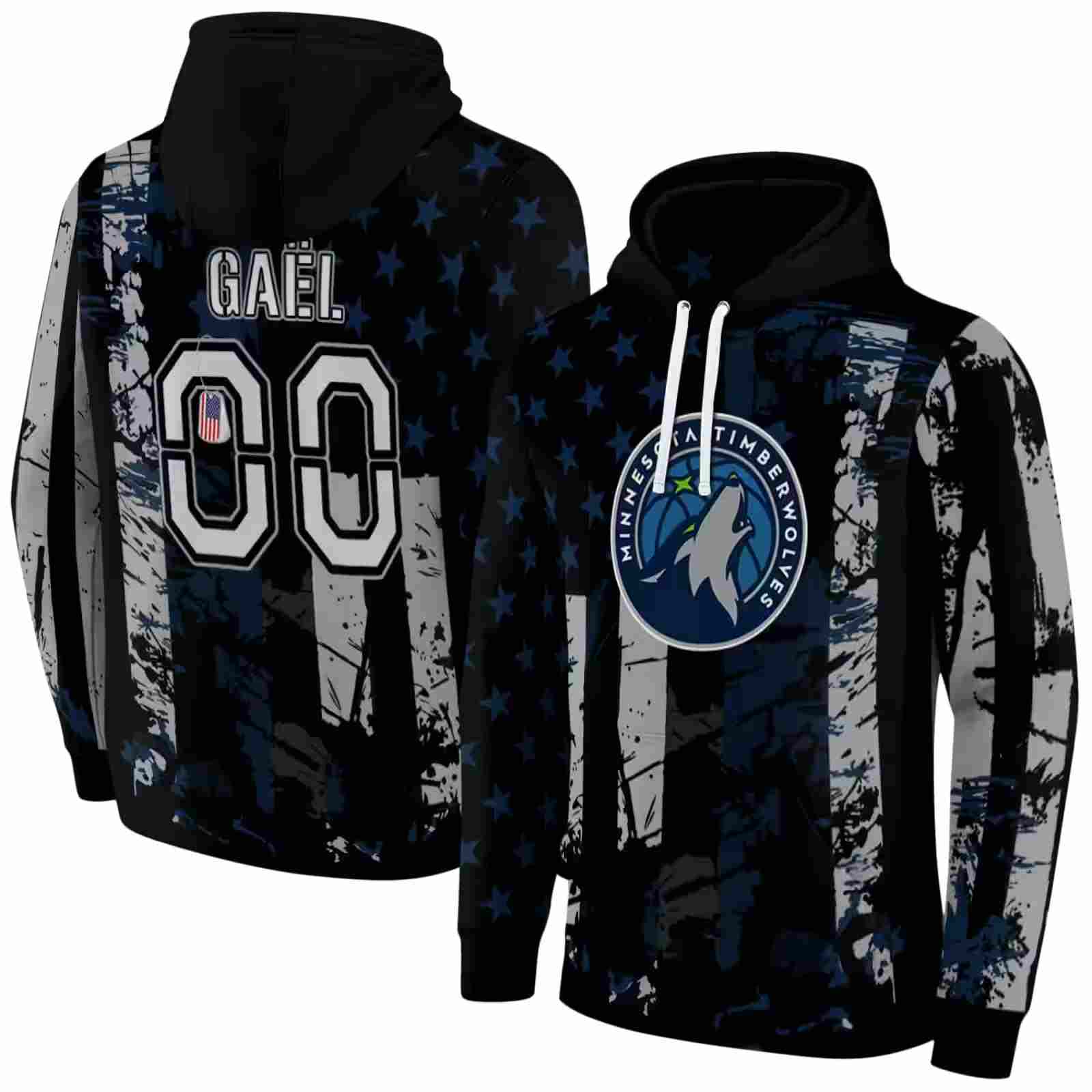 custom minnesota timberwolves distressed flag midnight blue black hoodie fashion forward