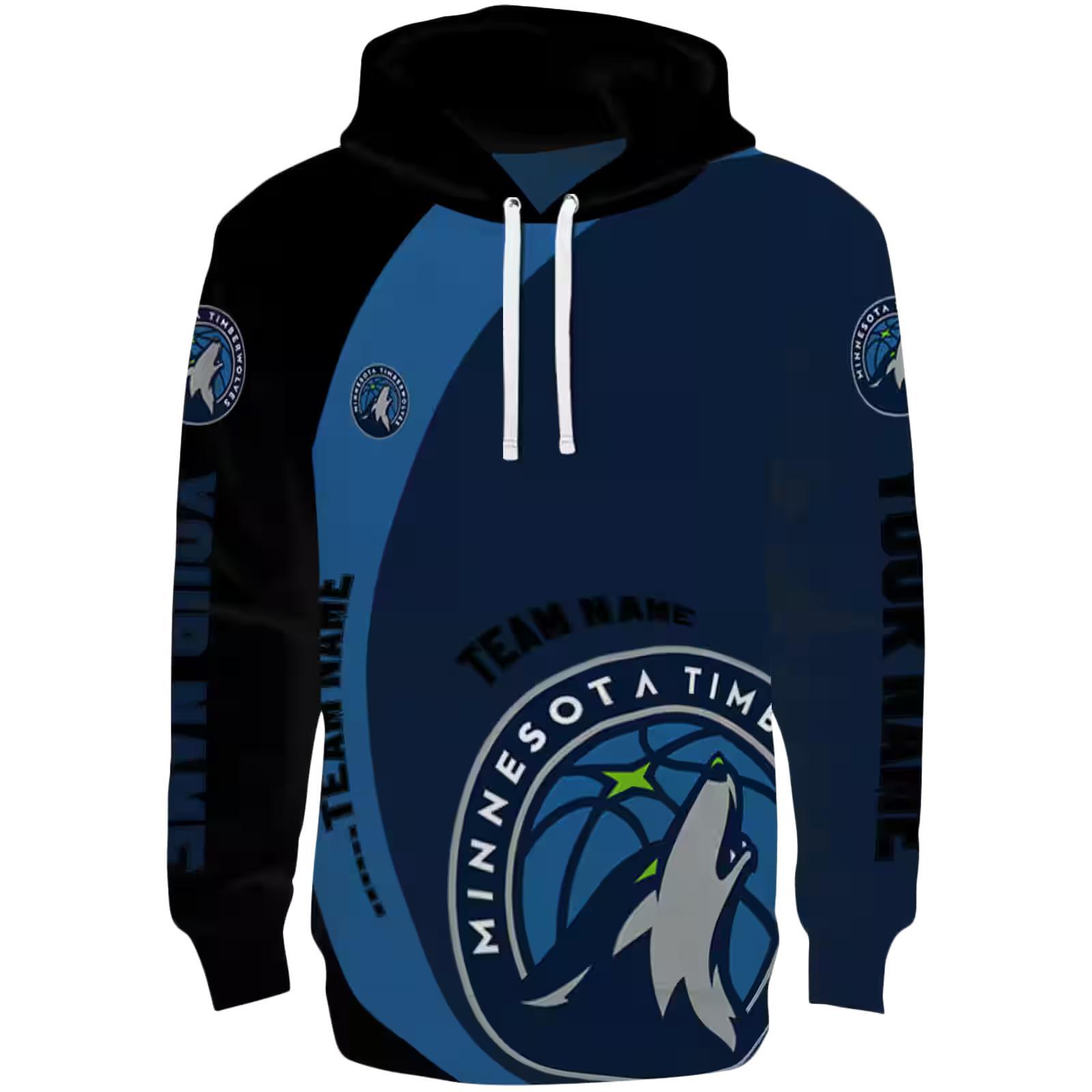 Custom Minnesota Timberwolves Minimalist Design Midnight Blue Black Hoodie