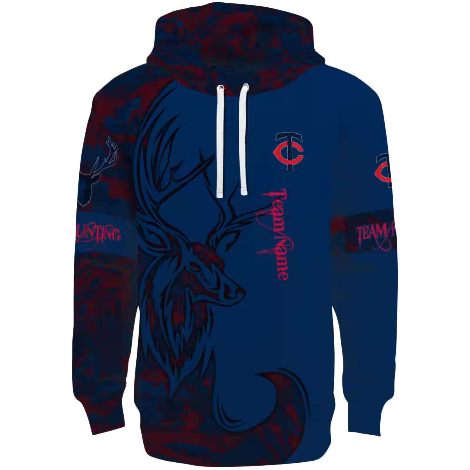 Custom Minnesota Twins Deer Silhouette Navy Hoodie