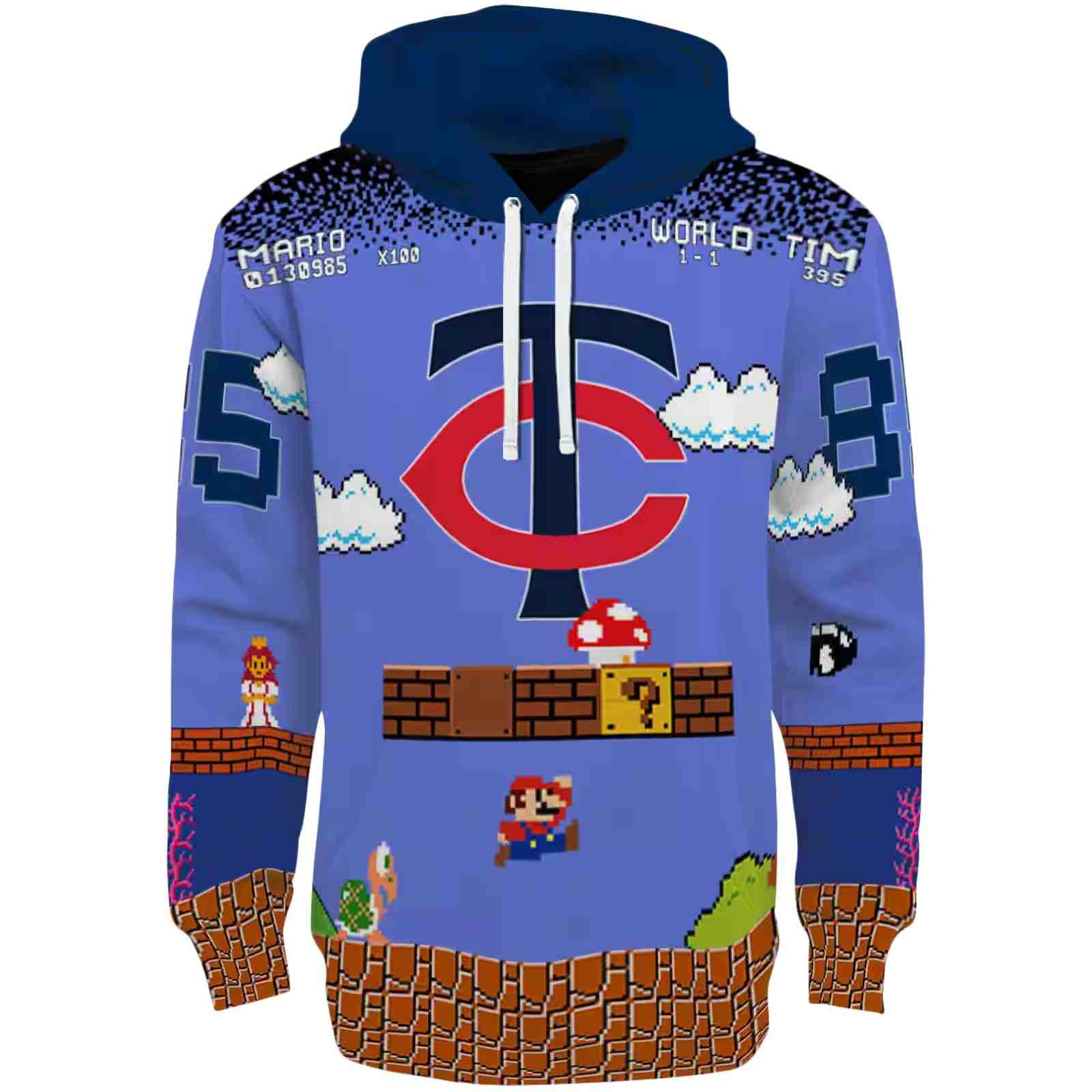 Custom Minnesota Twins Mario Blue Black Hoodie