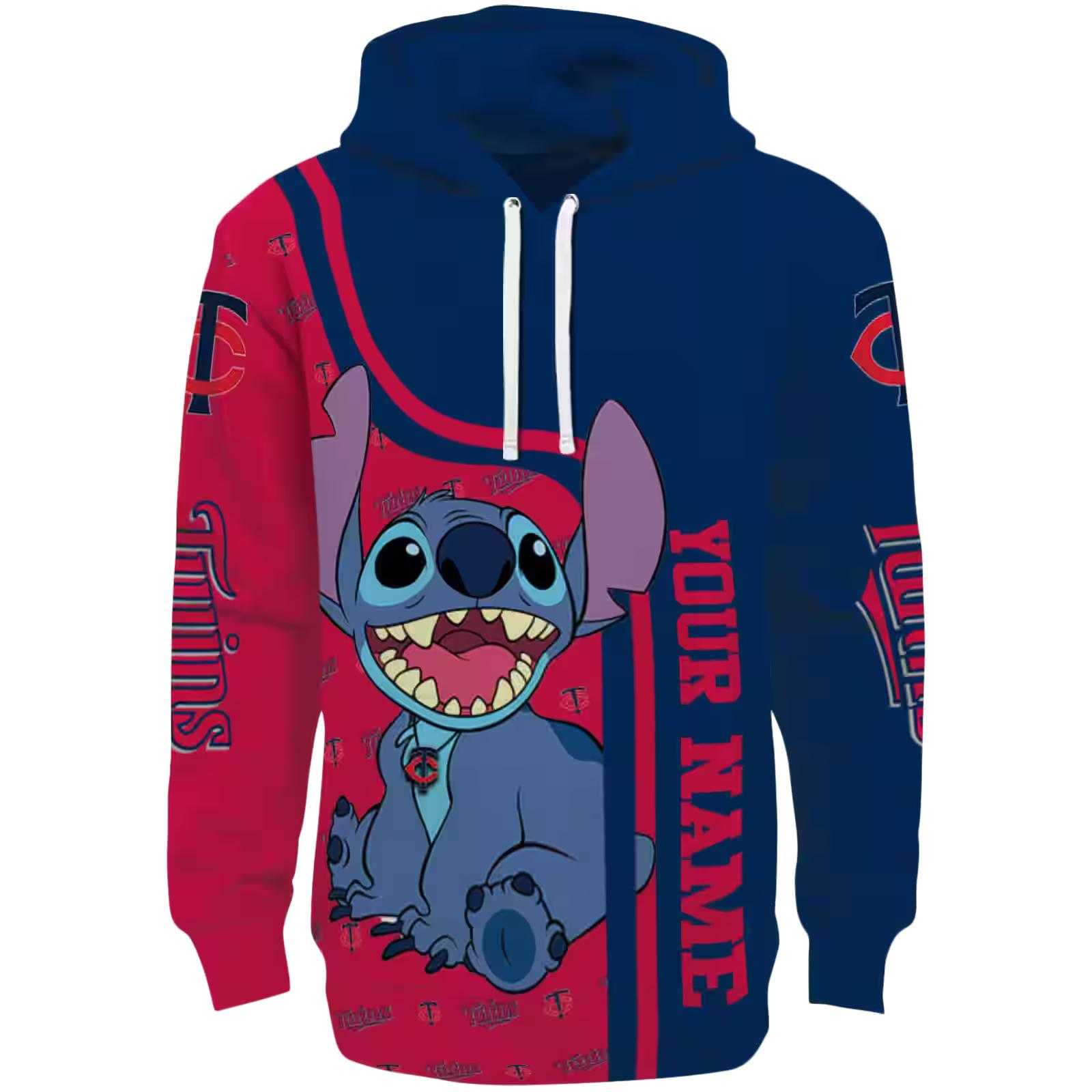 Custom Minnesota Twins Stitch Navy Hoodie