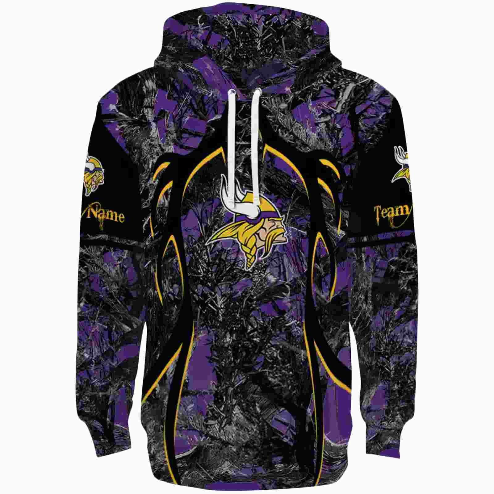 Custom Minnesota Vikings Hunting Theme Purple Black Hoodie